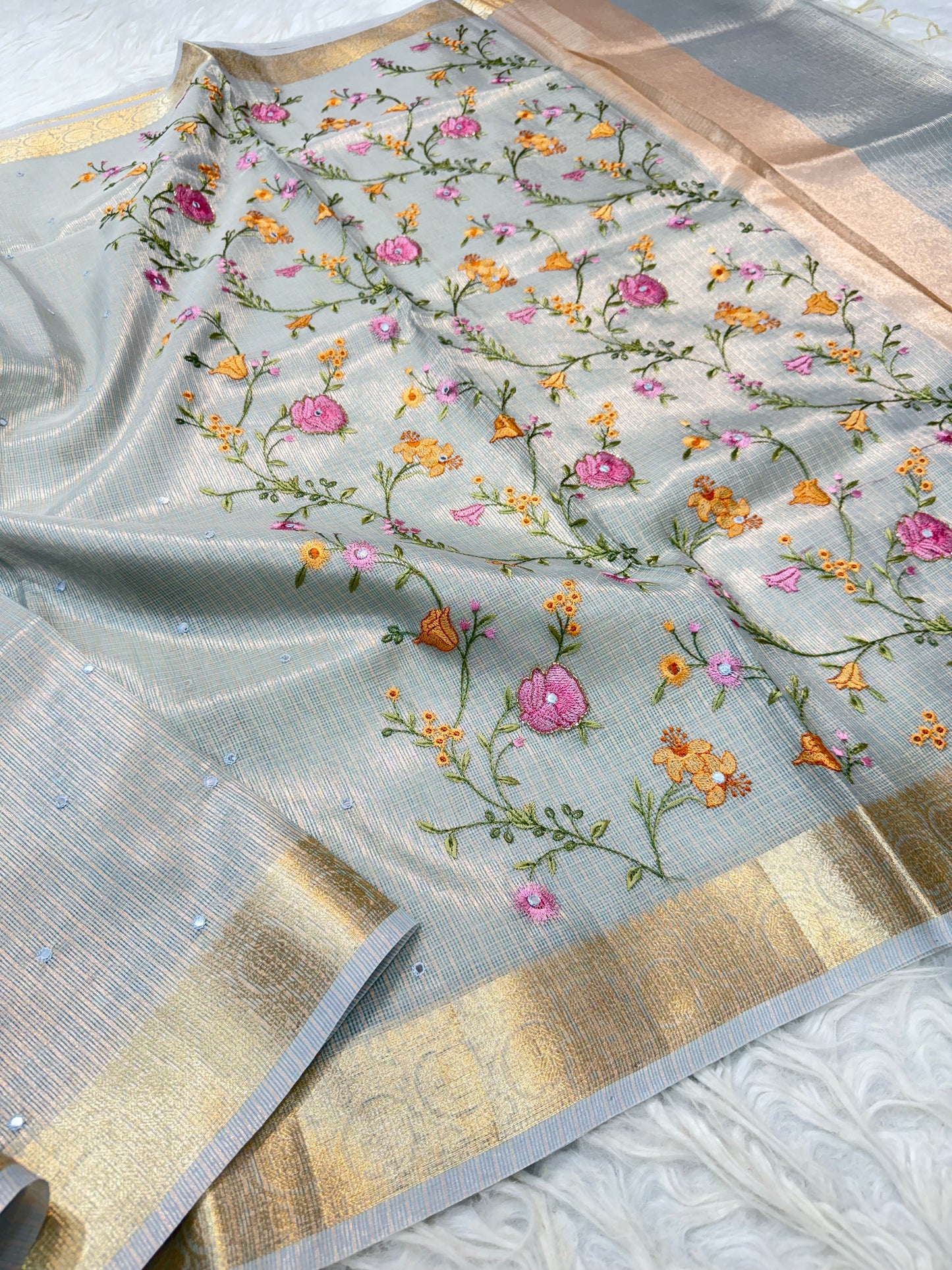 Banaras tissue kota fancy work saree