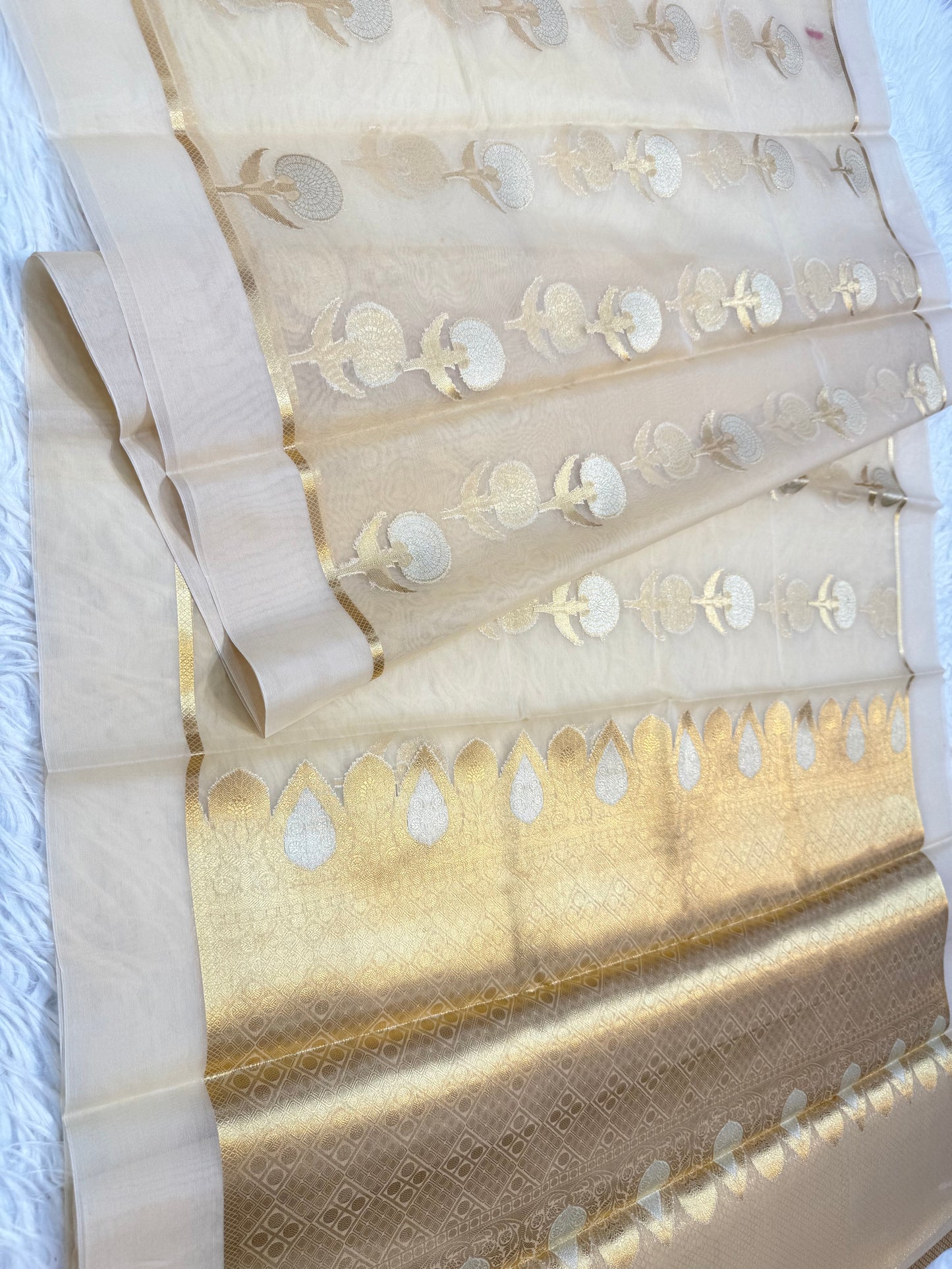 Banarasi kora organza alfi saree