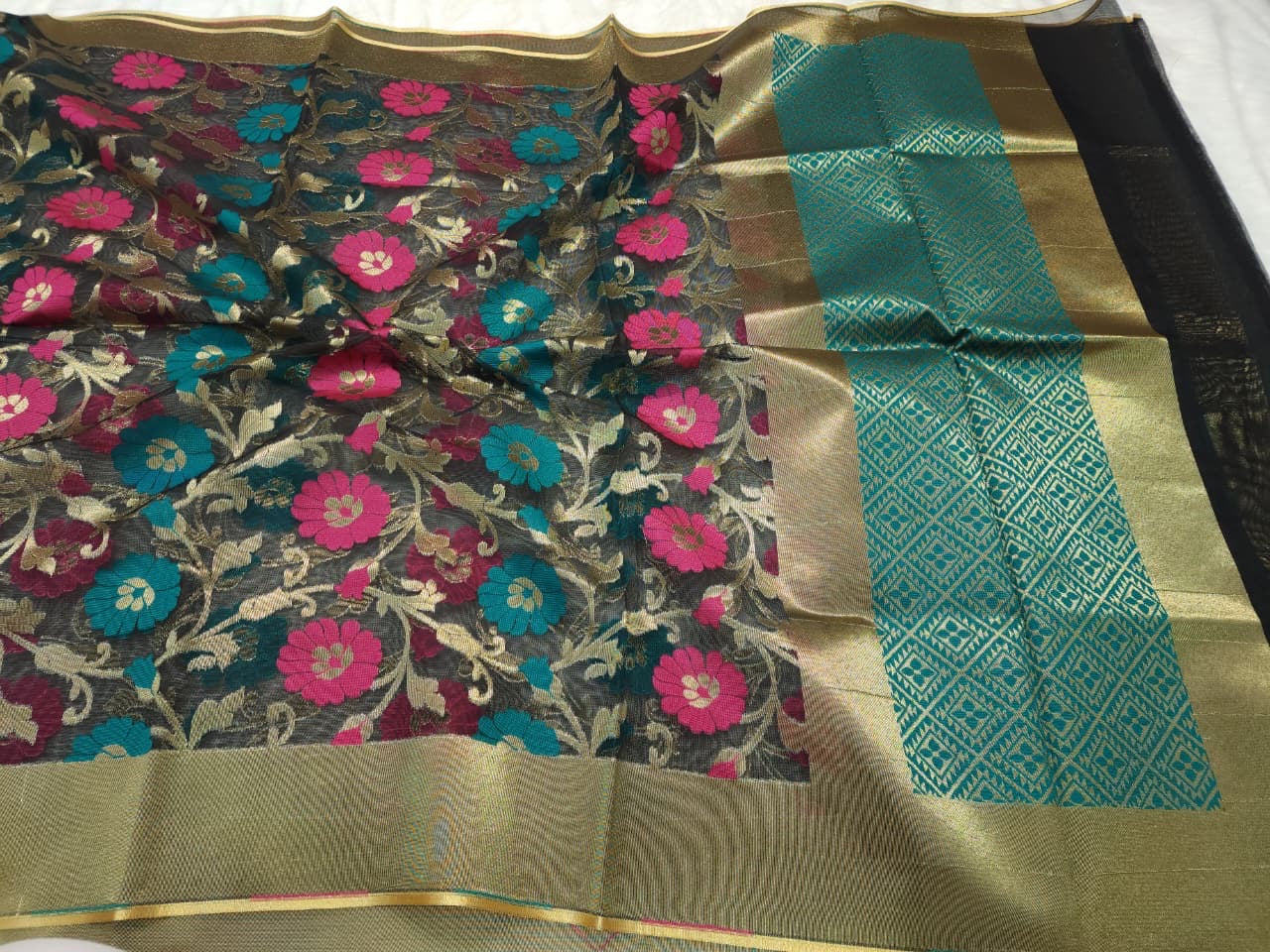 Multicolour shade supernet silk premium Banarasi saree