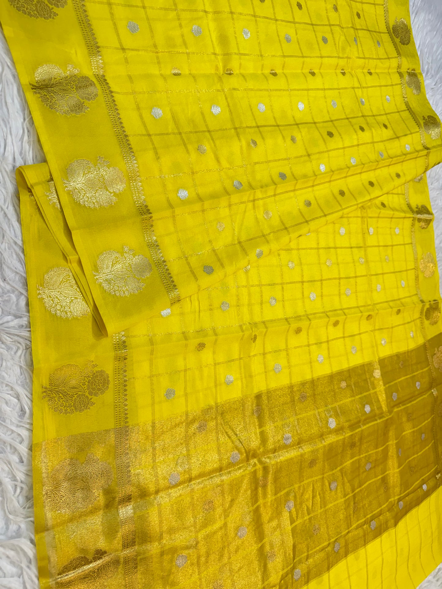 Yellow shade Raw mango soft silk banarasi saree