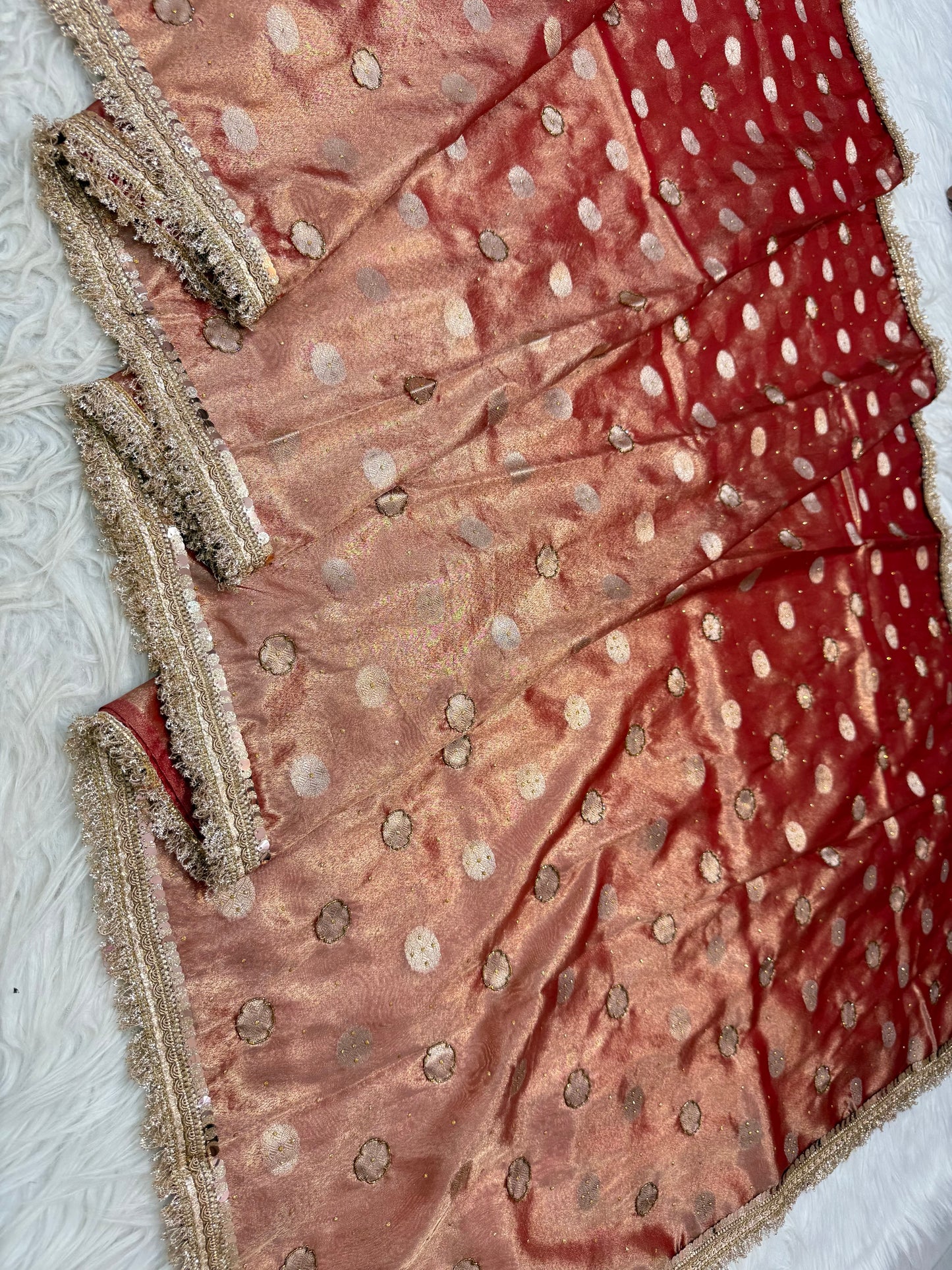 Rani shade tissue ari & zardosi work designer premium Banarasi saree