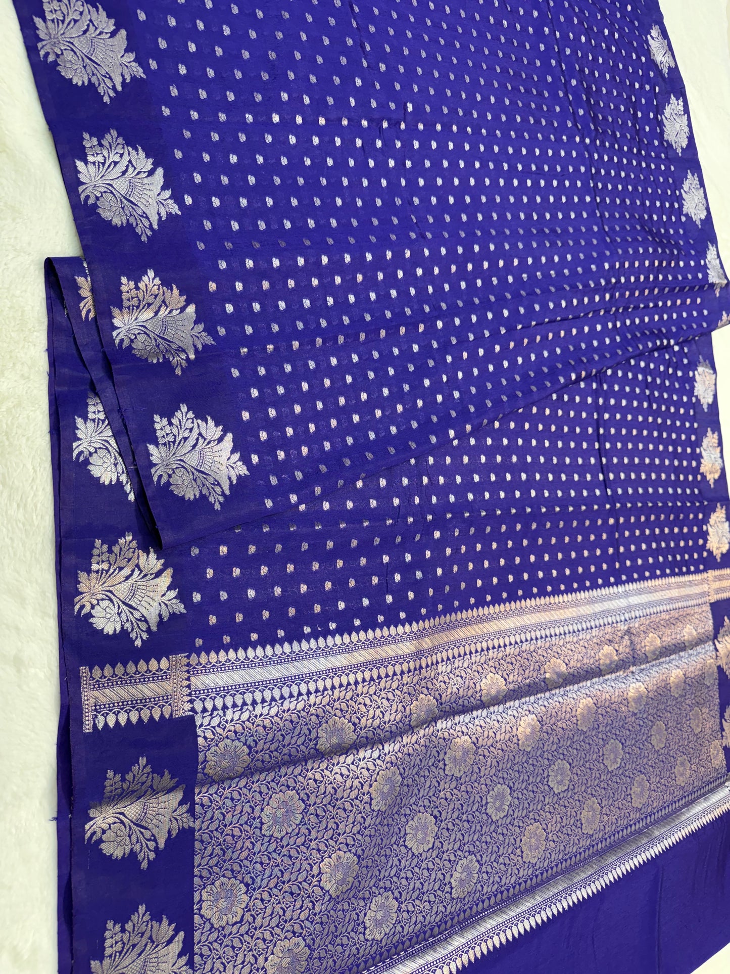 Bevy blue shade raw mango Banarasi premium Banarasi saree