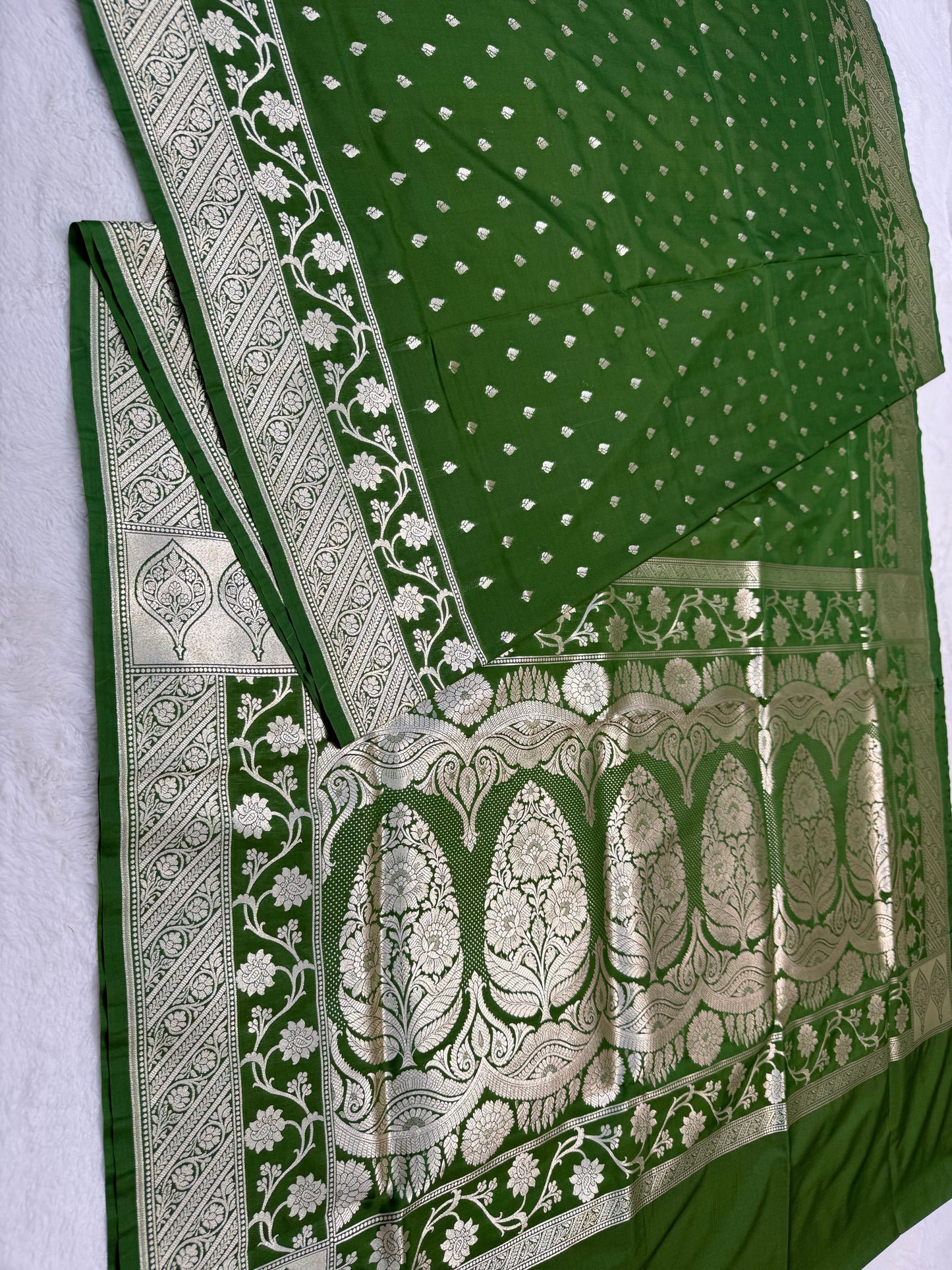 Mehandi shade katan Banarasi silk Saree
