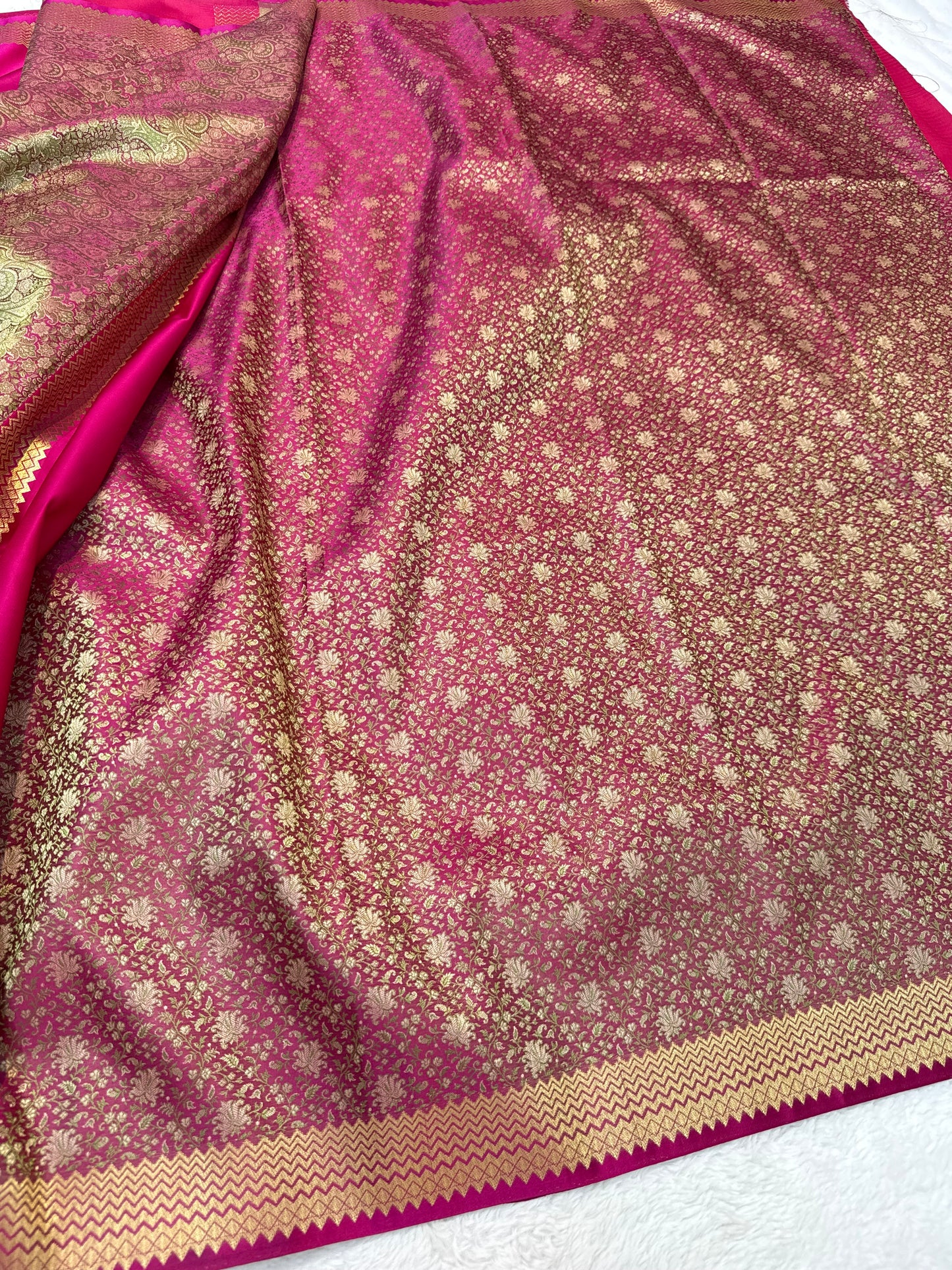 Royal pink shade mashru silk premium Banarasi silk Saree