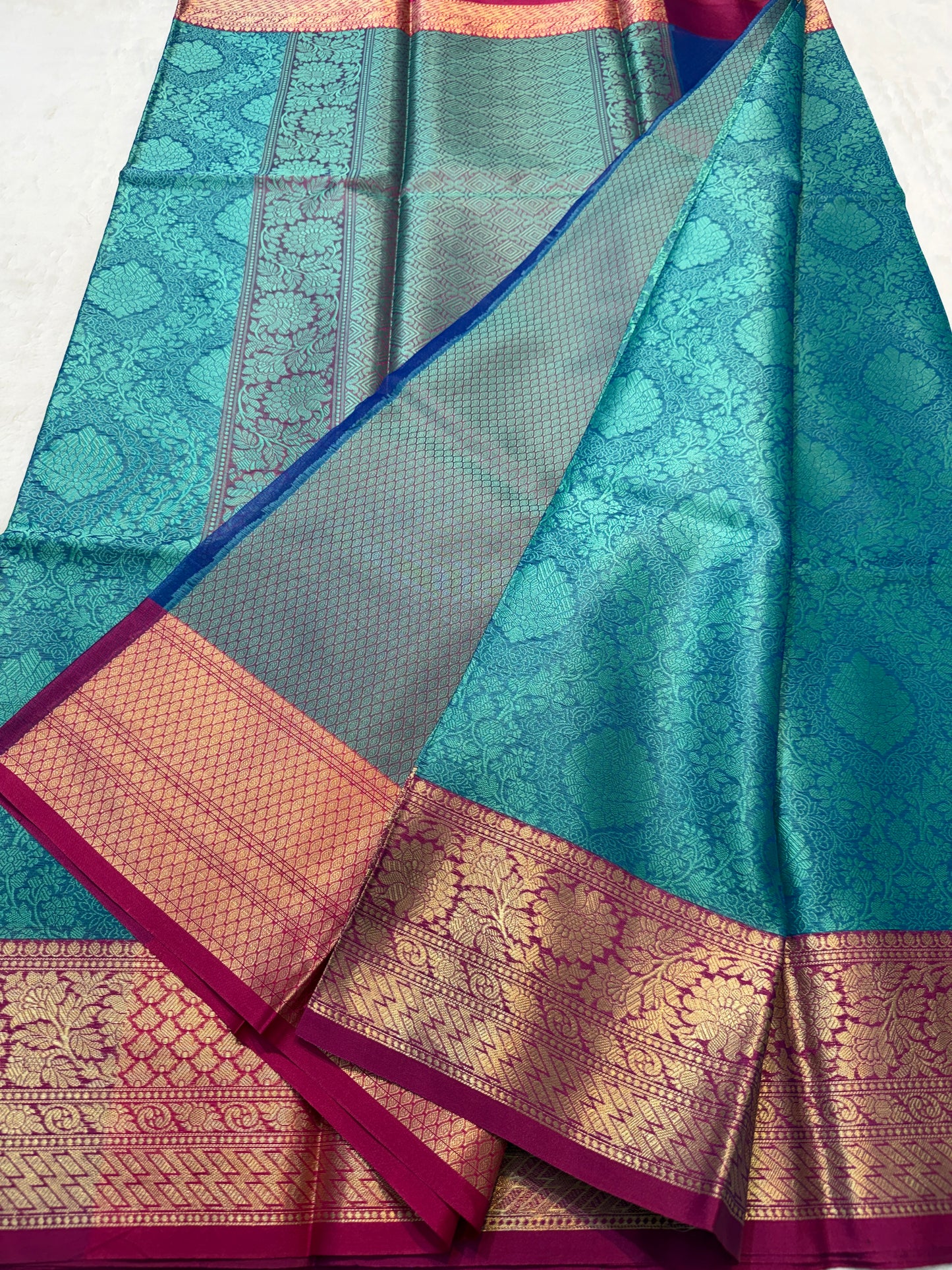 blue maharani shade kora silk premium Banarasi saree