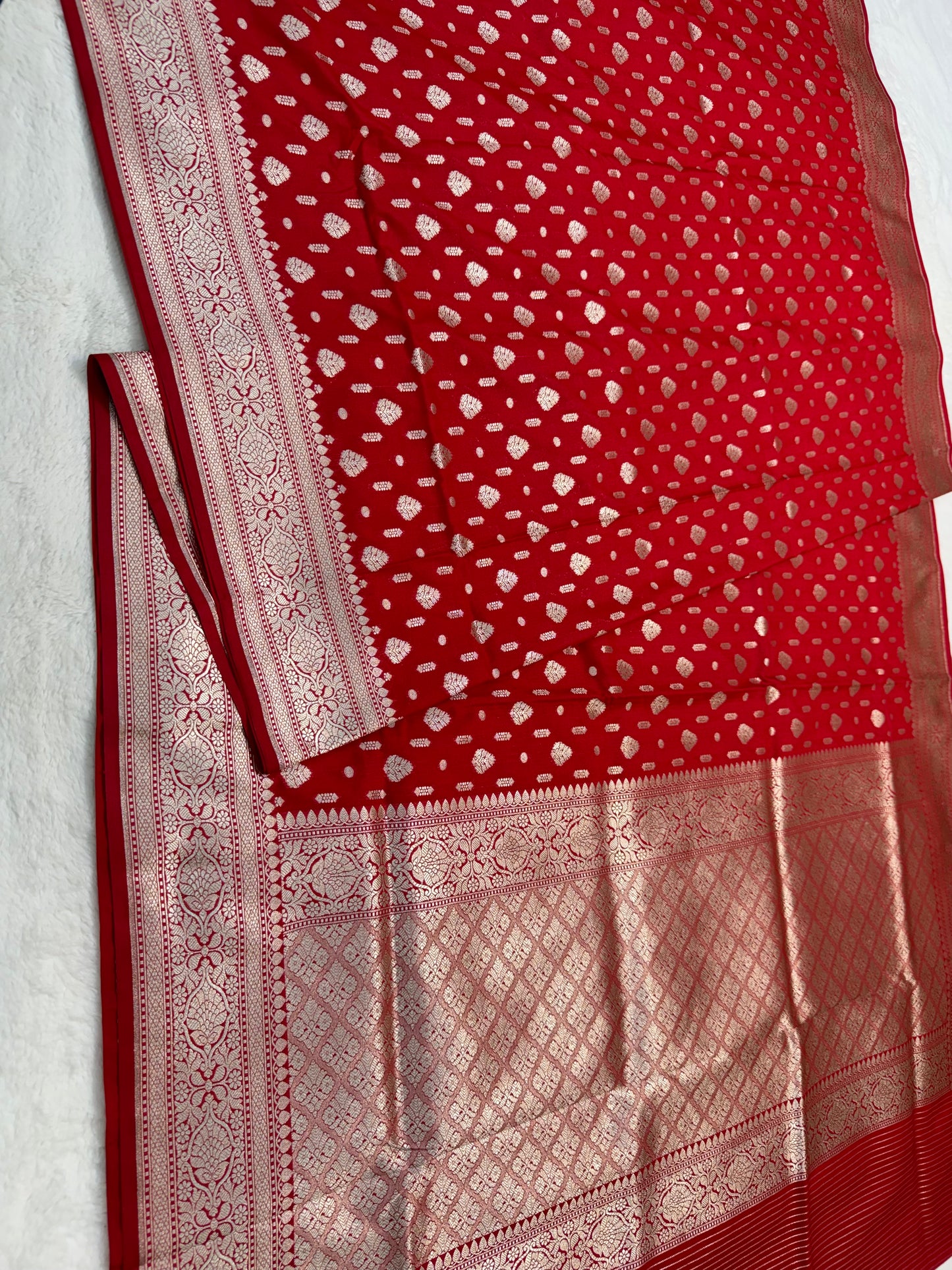 Red shade katan Banarasi silk Saree