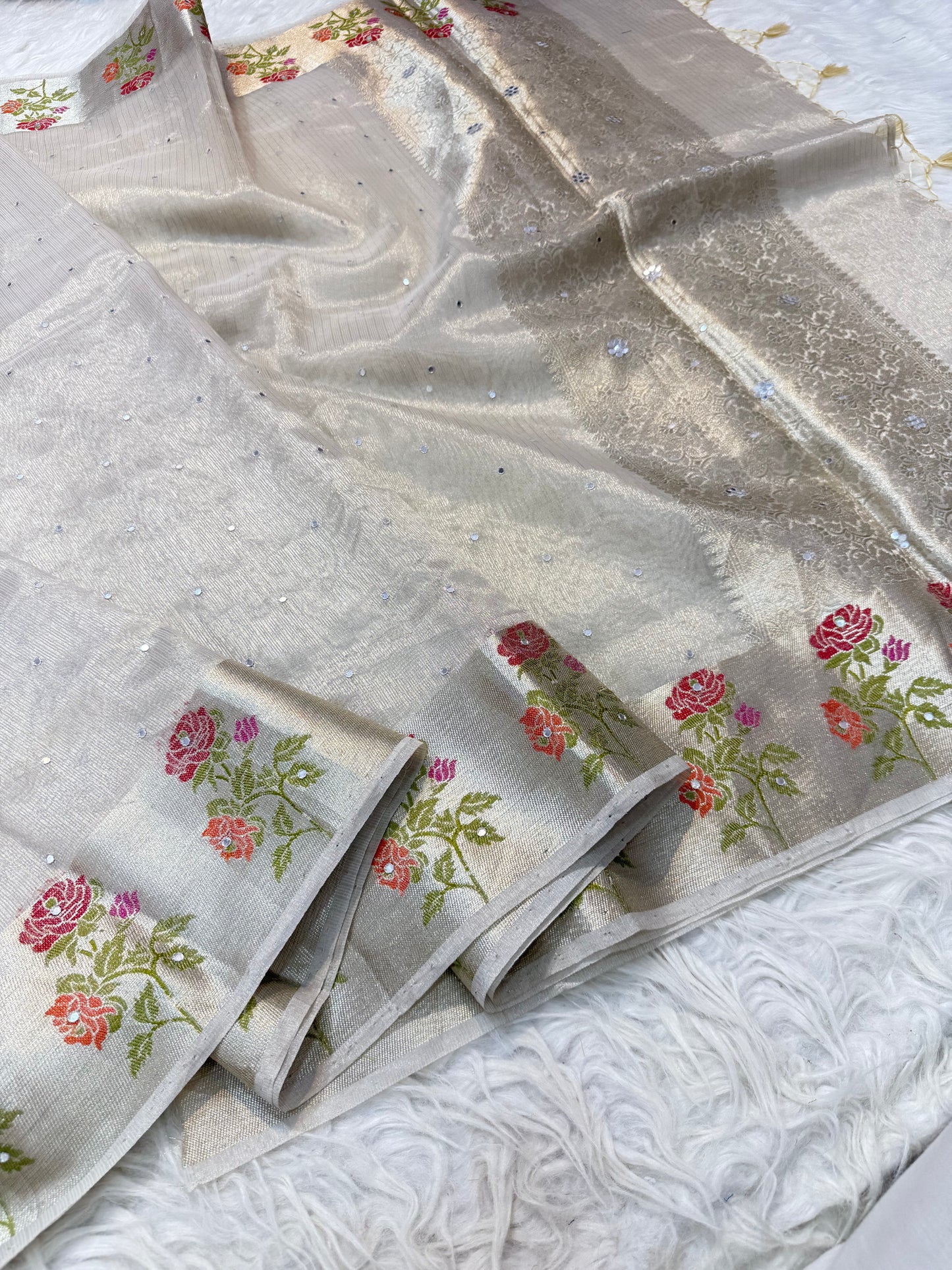 Tissue Kota mirror work Banarasi Sarees