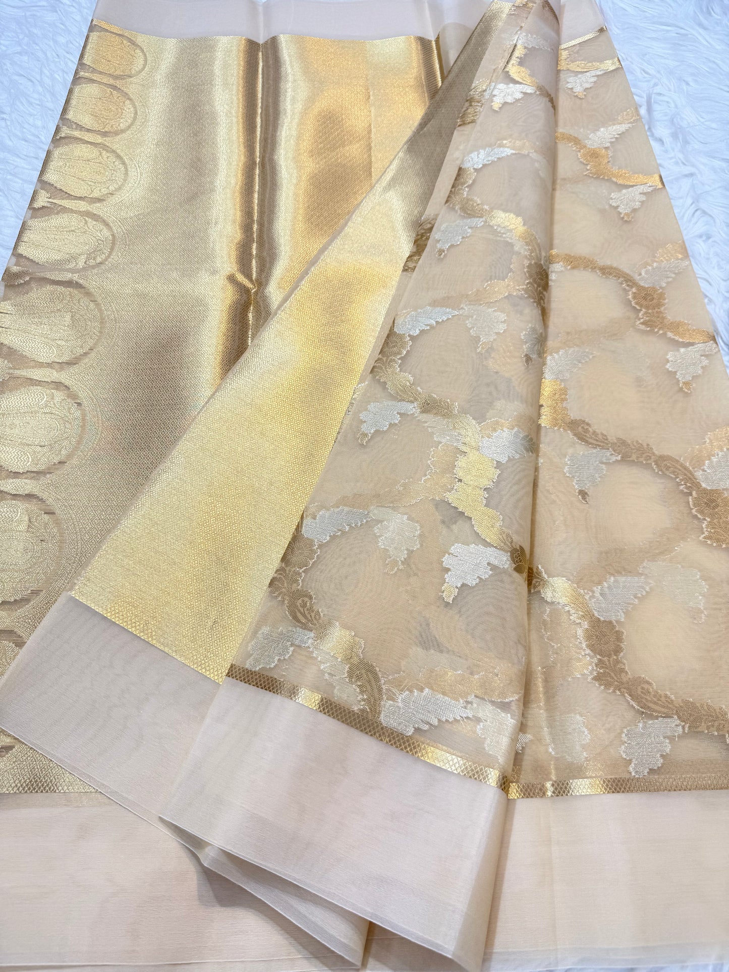 Banarasi kora organza alfi saree