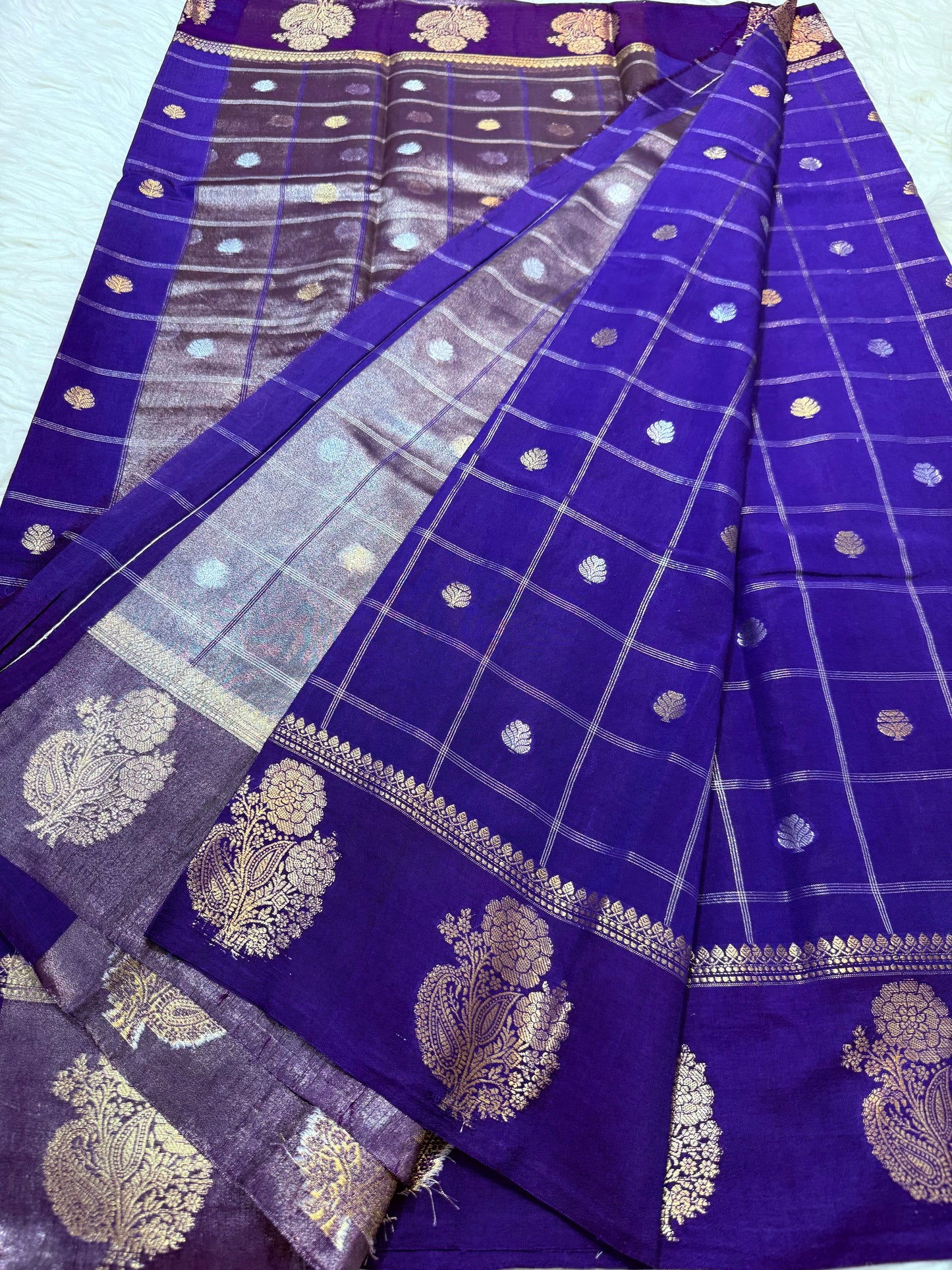 Navy Raw mango soft silk banarasi saree
