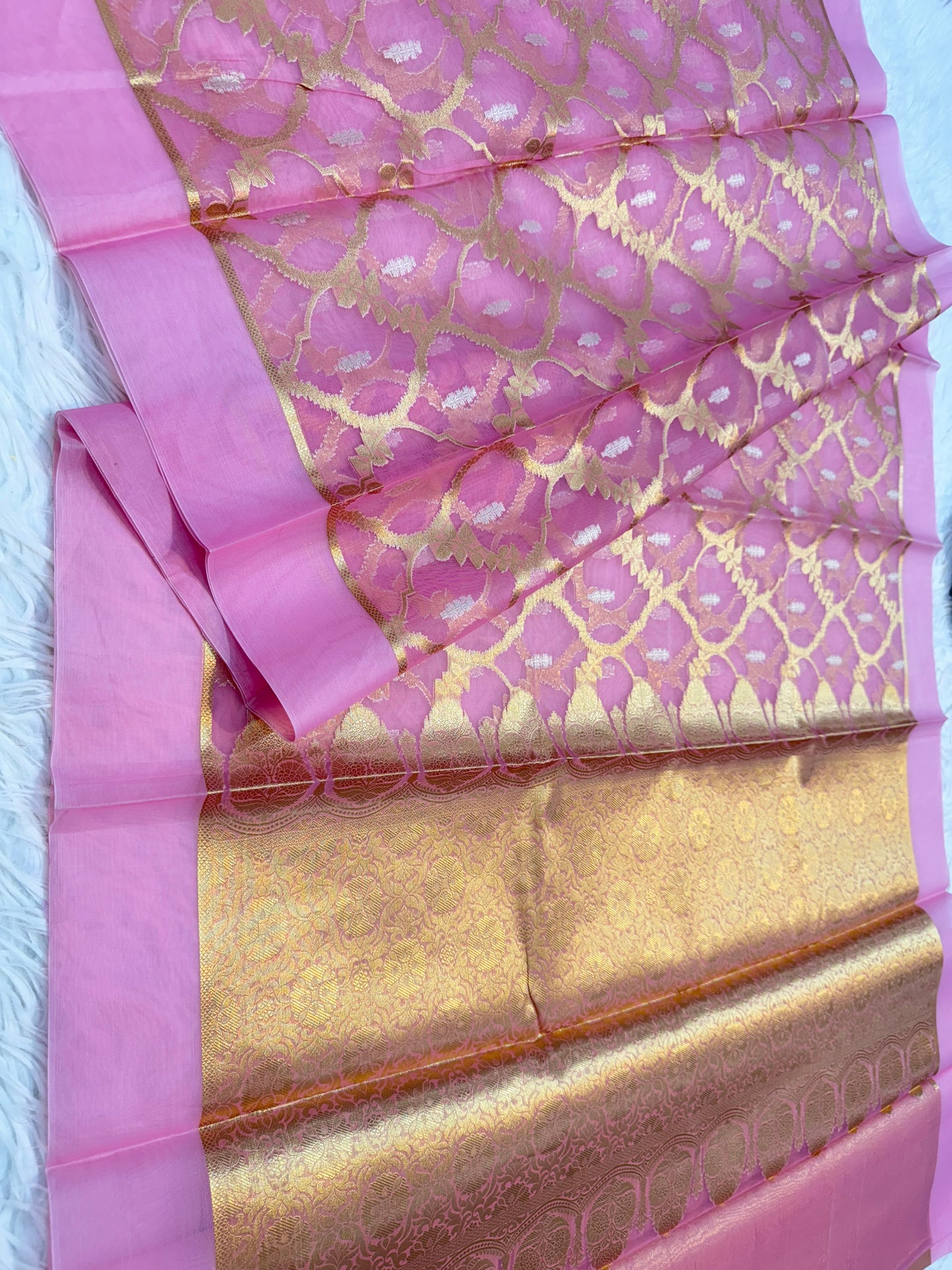Banarasi kora organza alfi saree