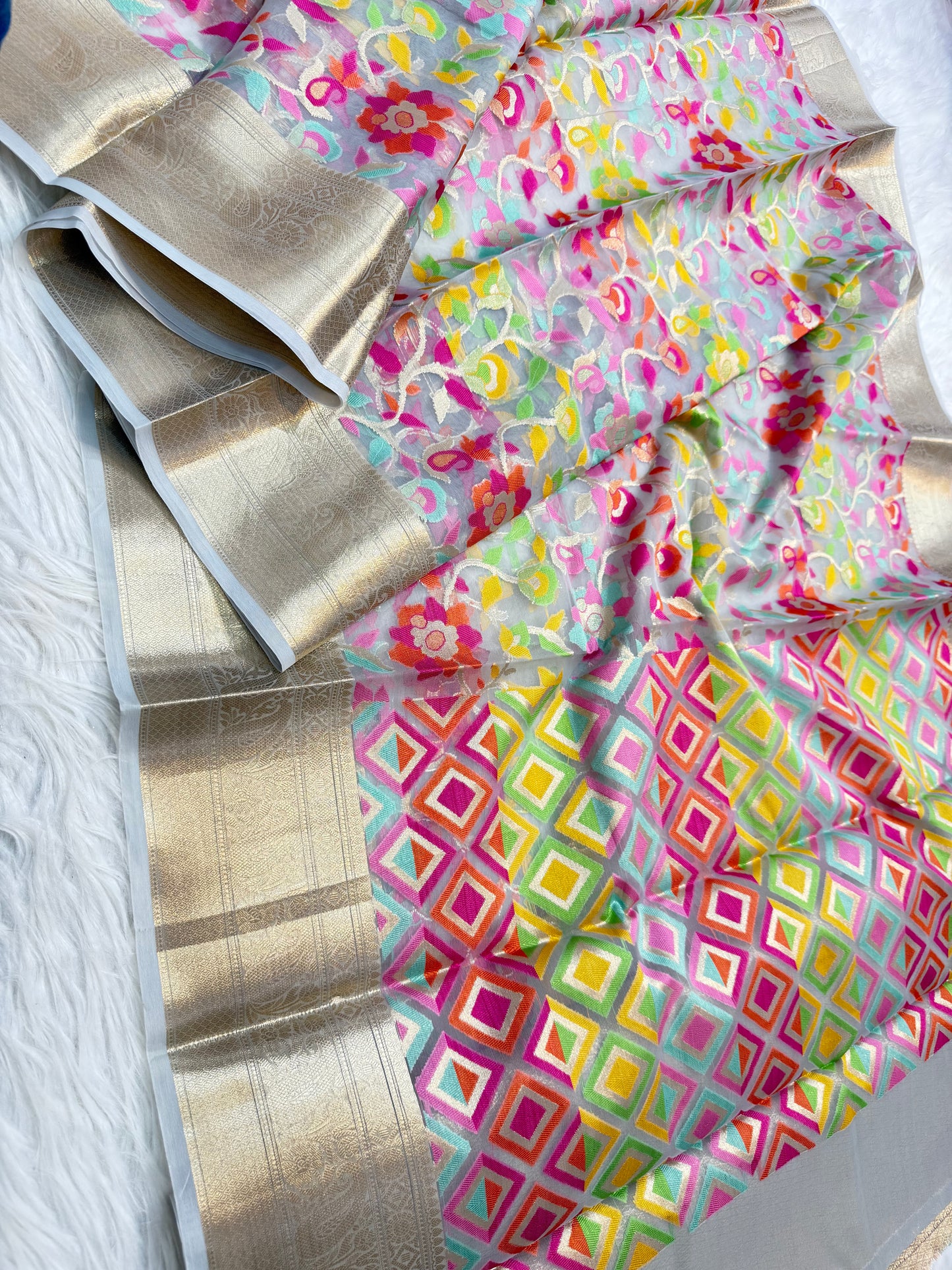Banarasi kora organza tilfi saree