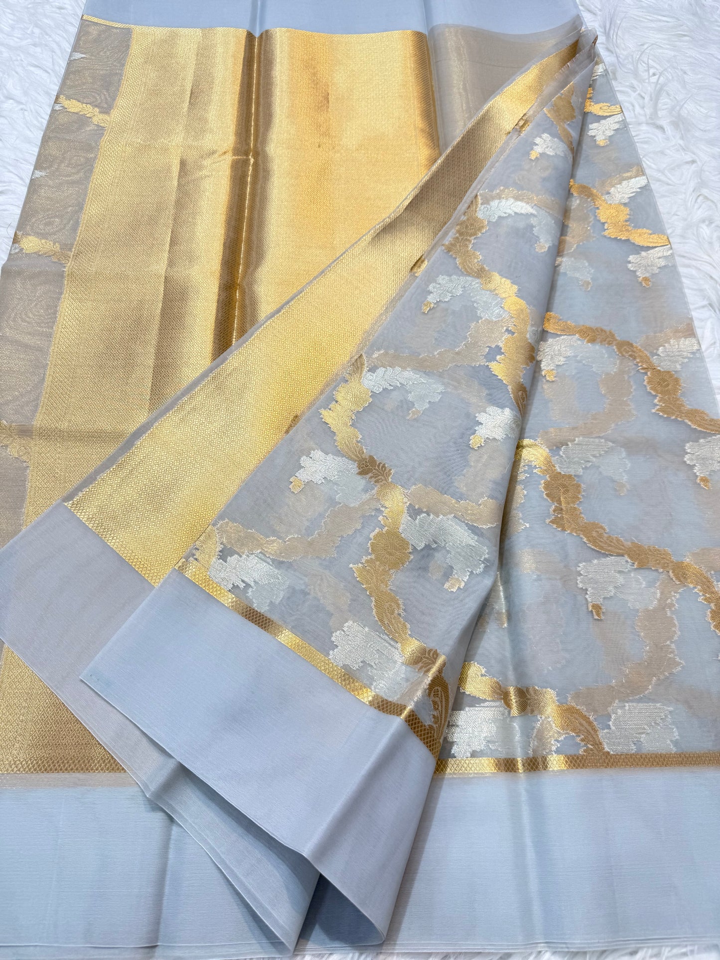 Banarasi kora organza alfi saree