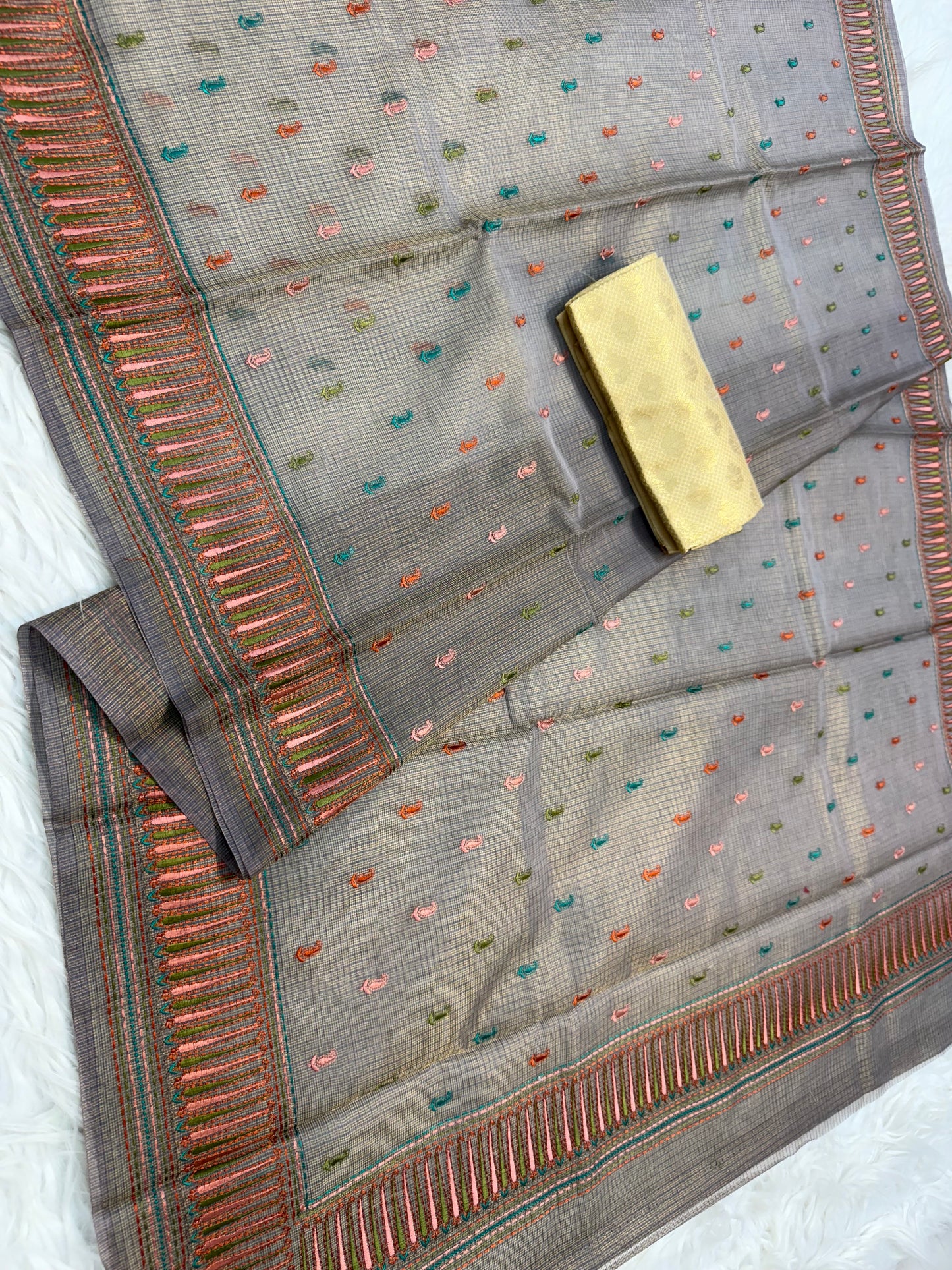 Banarasi tissue embroidery saree