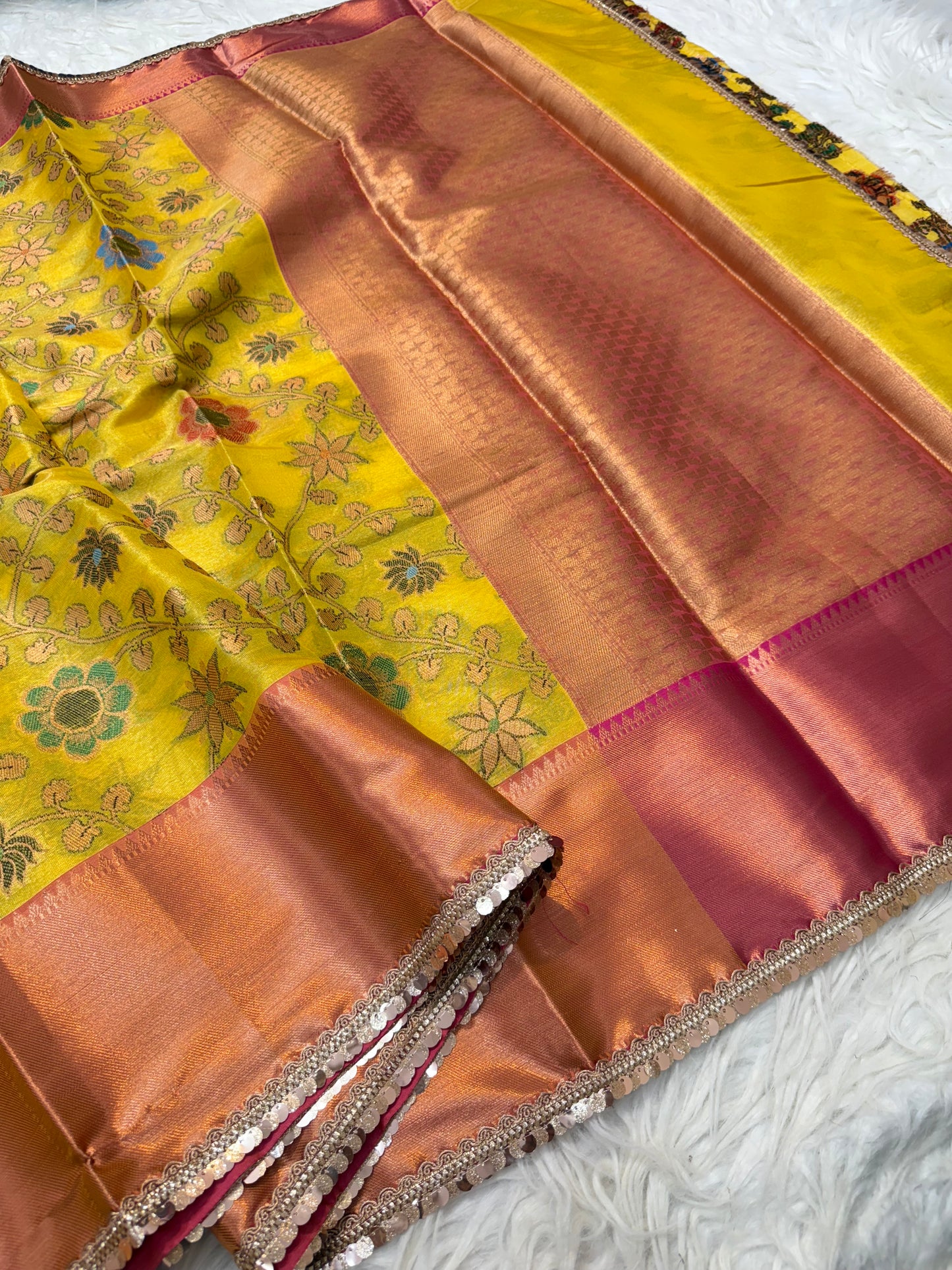 Banarasi tissue silk with lace attached saree