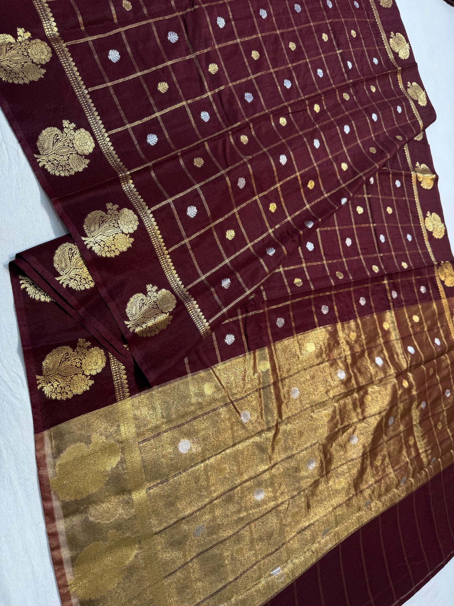 Wine shade Raw mango soft silk banarasi saree