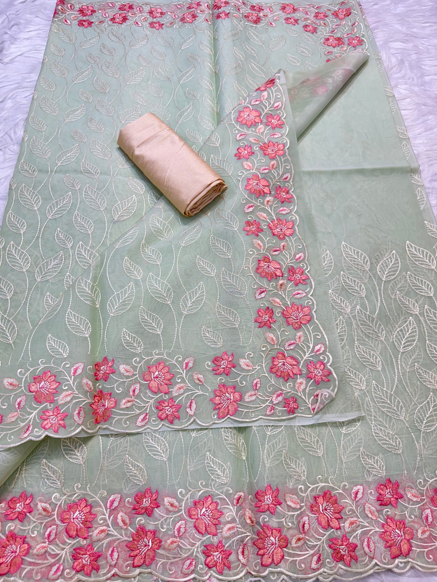 Banarasi kora organza embroidery saree