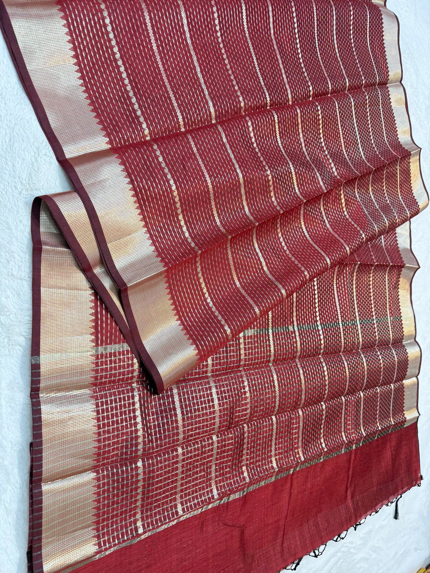 Maroon shade cotton silk premium Banarasi saree