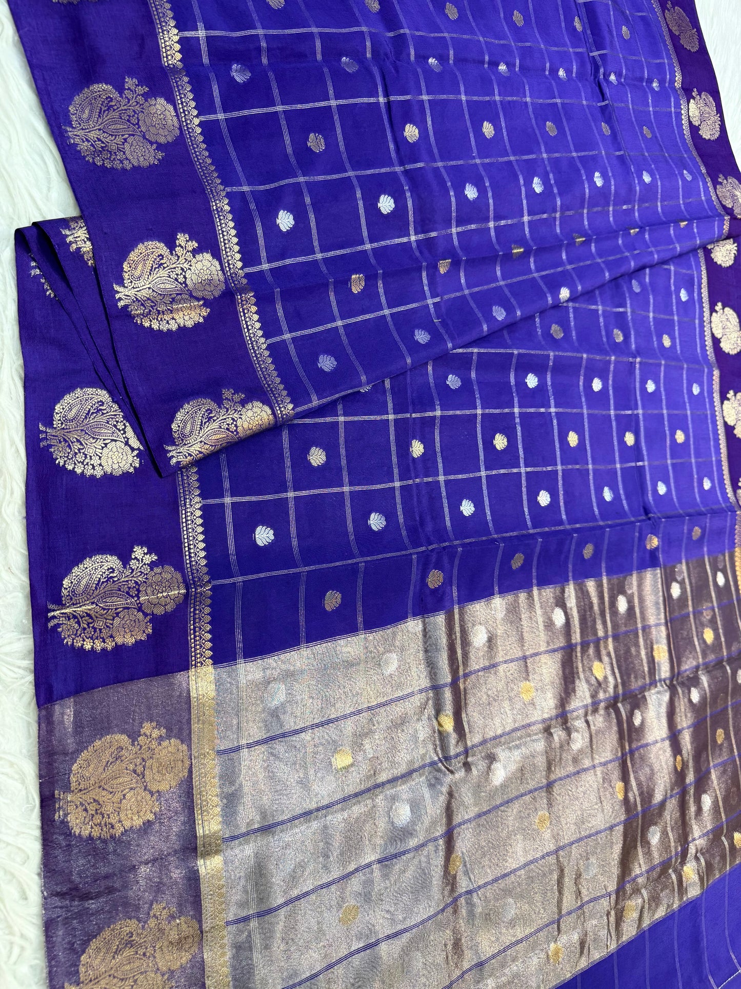 Navy Raw mango soft silk banarasi saree