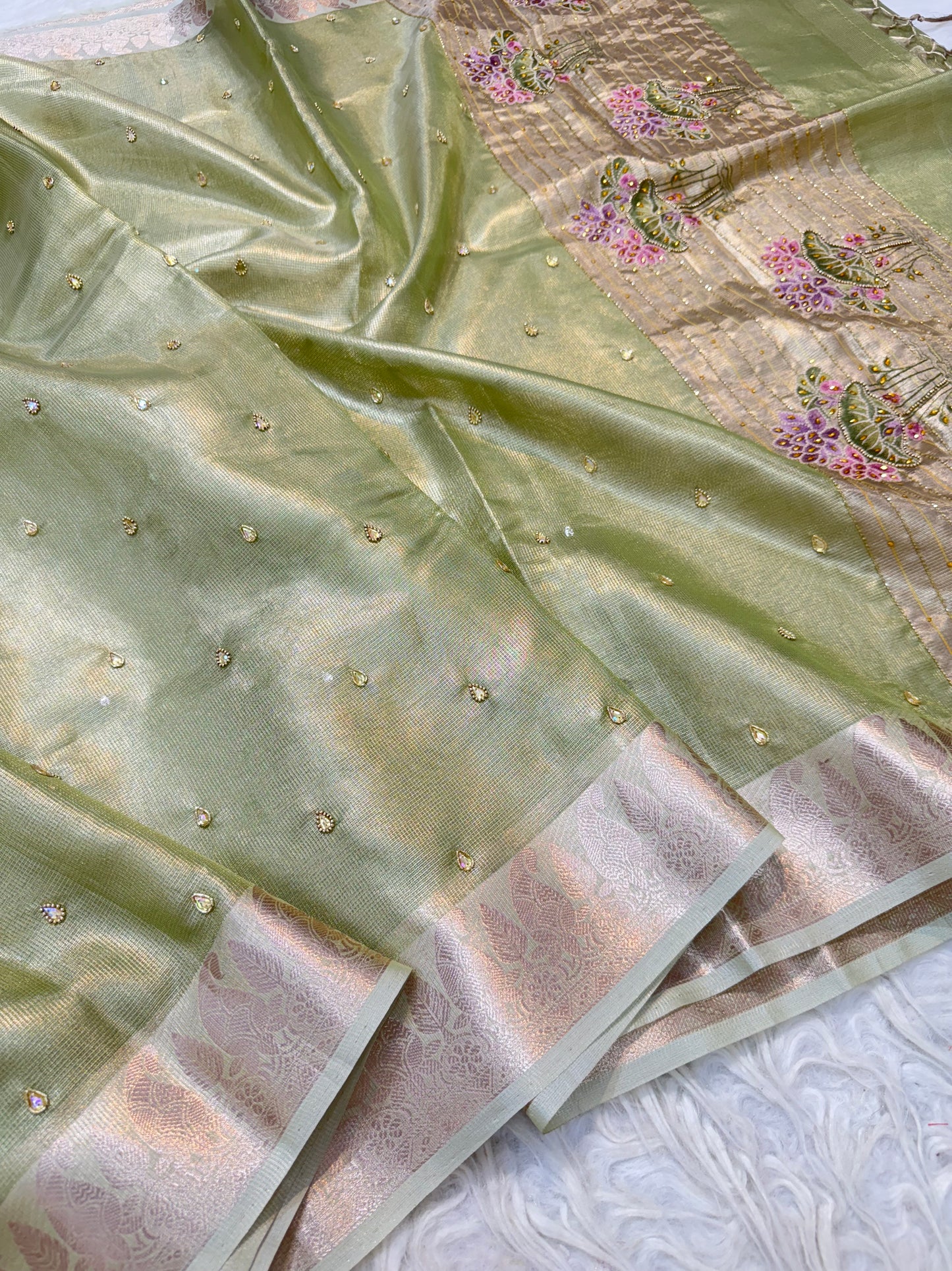 Banaras tissue kota fancy work saree