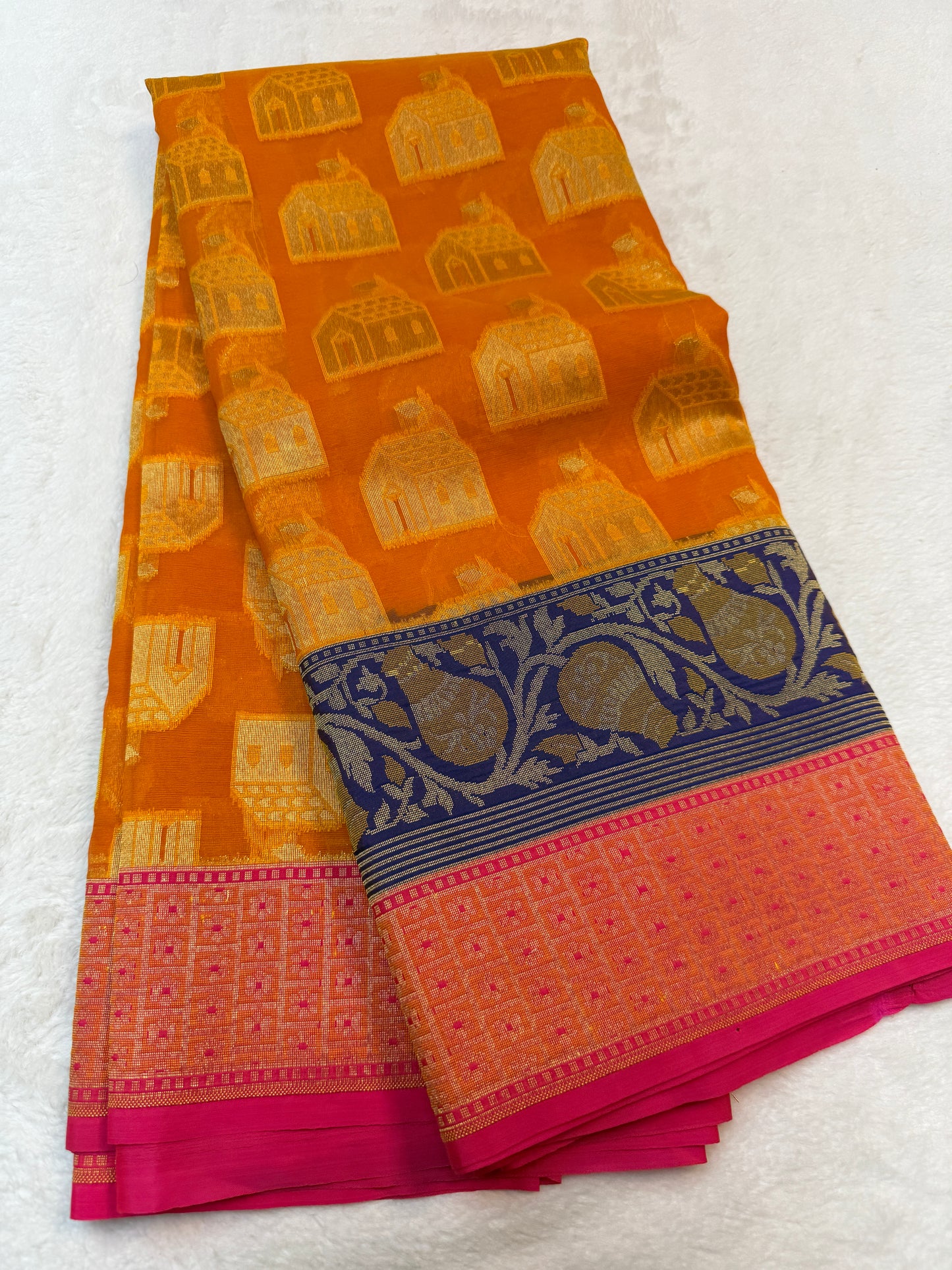 Multicolour shade kora silk premium Banarasi saree