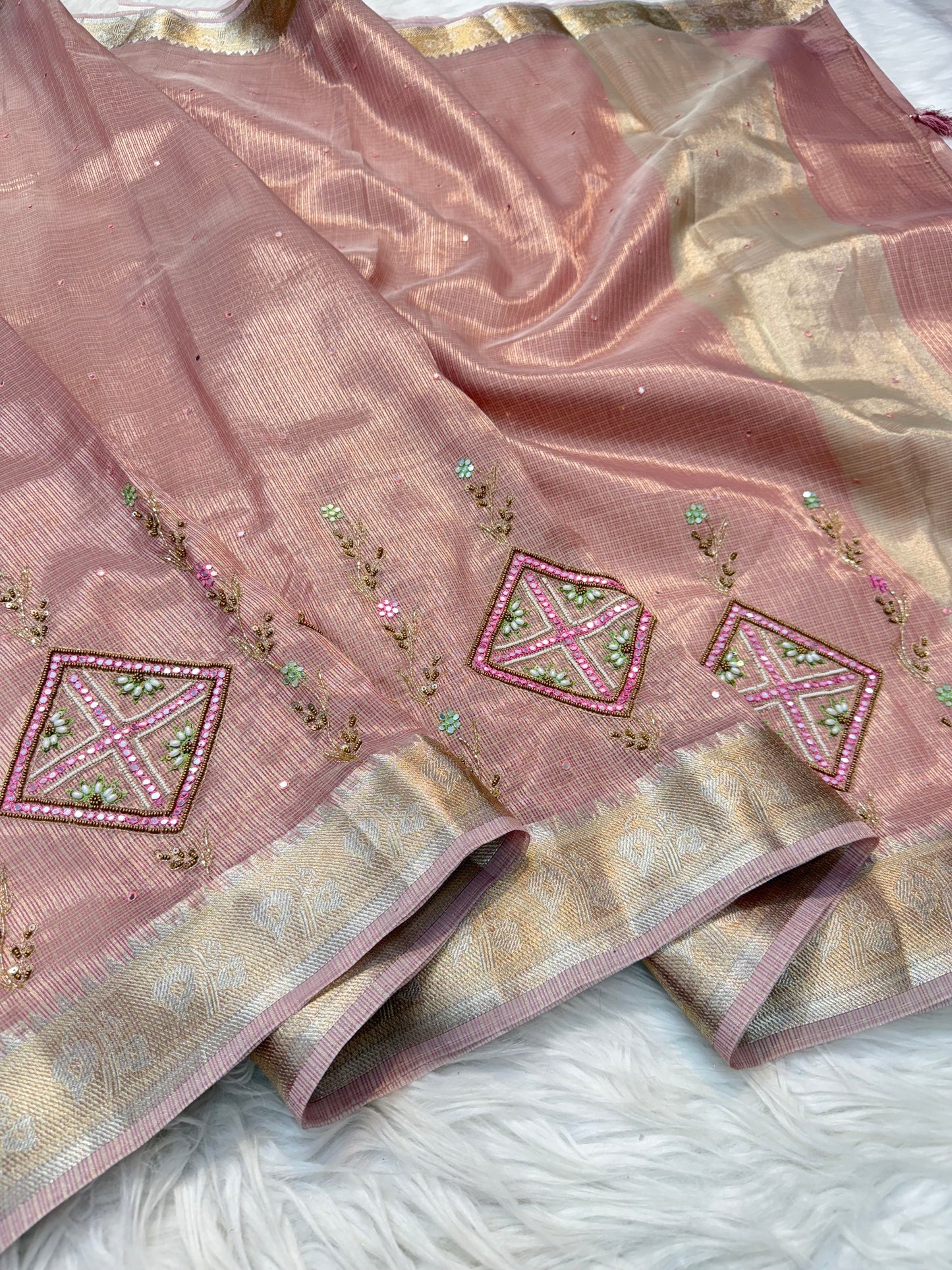 Tissue Kota handwork Banarasi Sarees