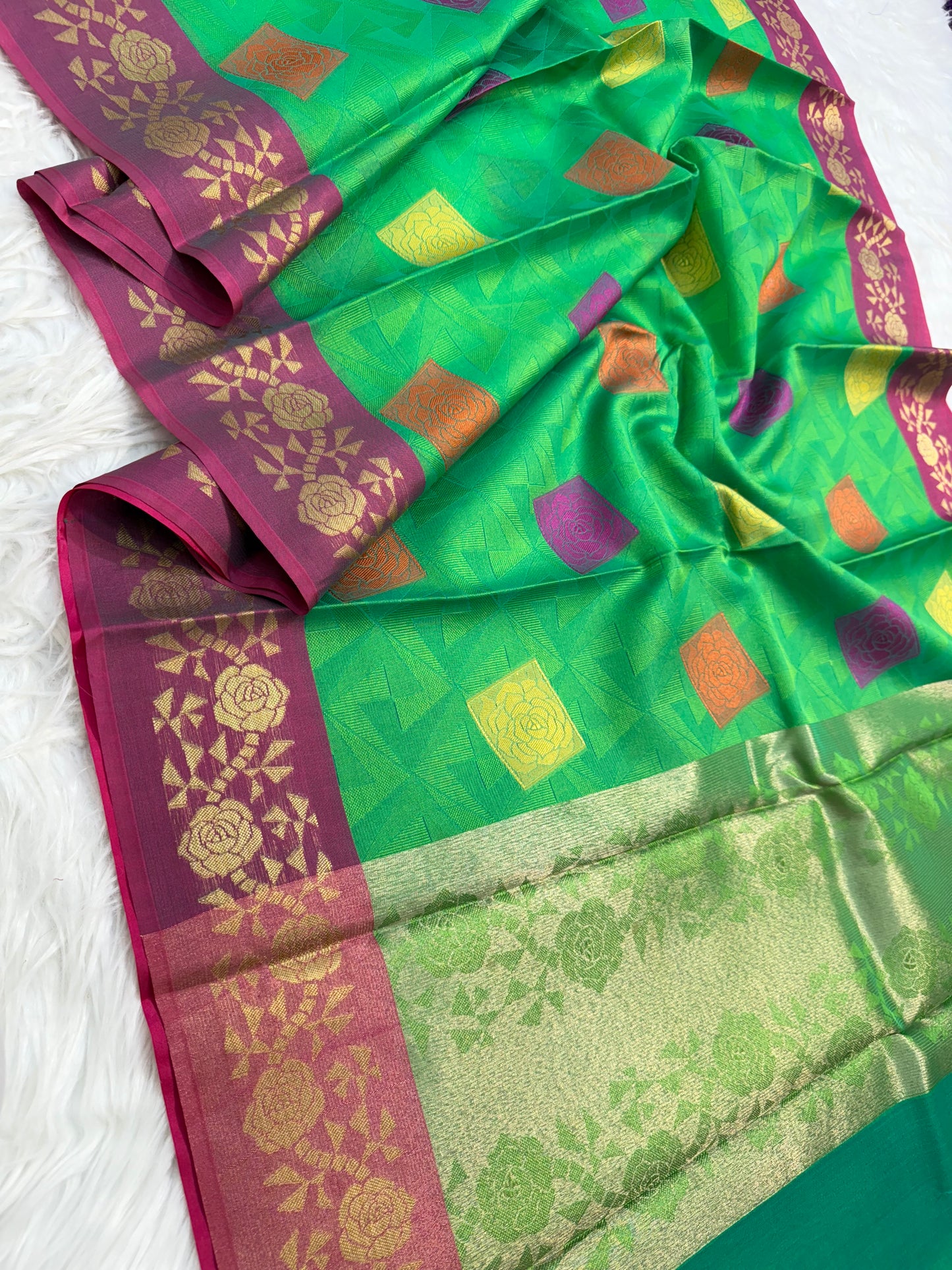 Multicolour shade kora silk premium Banarasi saree