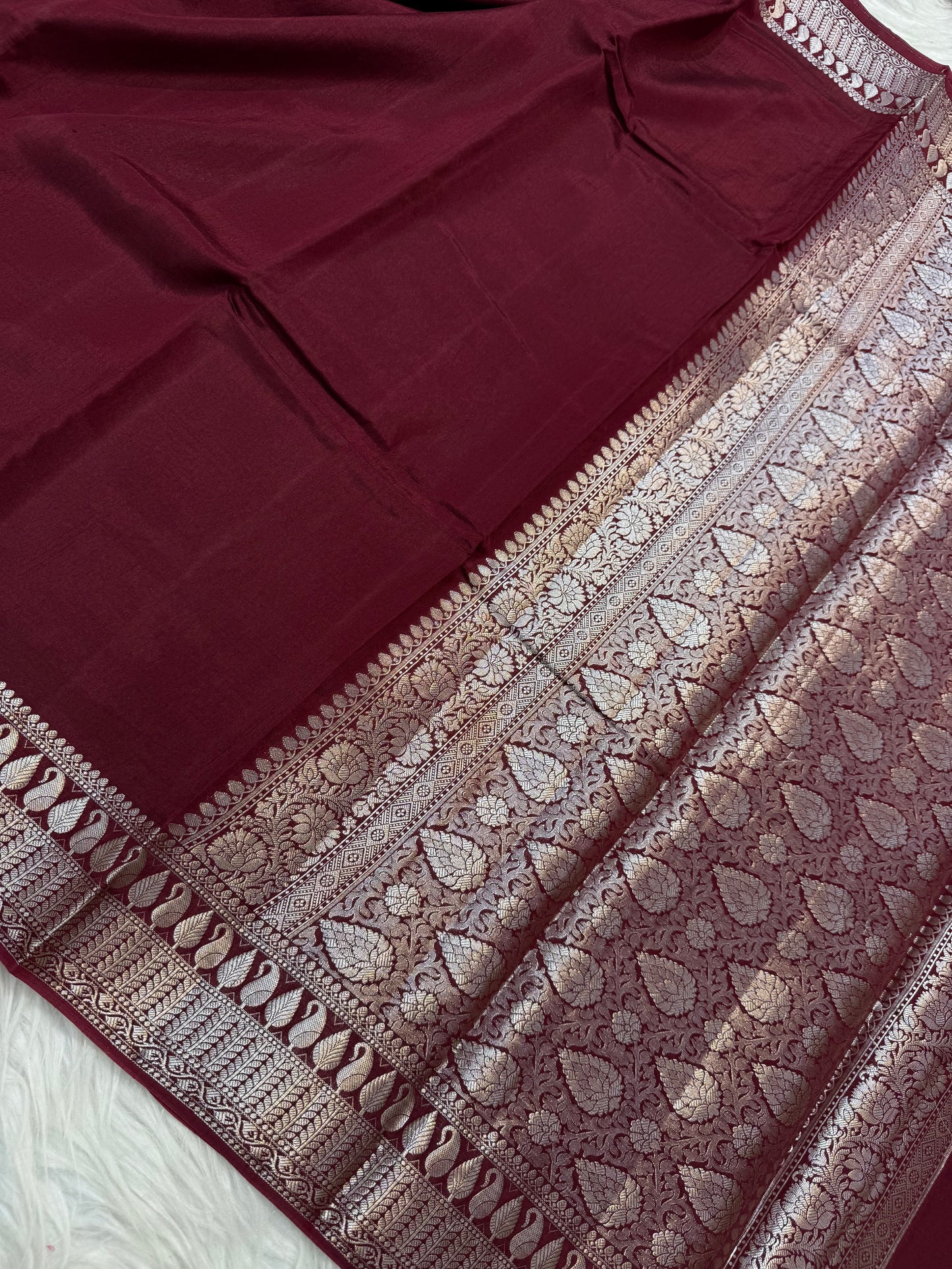 Maroon shade Raw mango soft silk banarasi saree