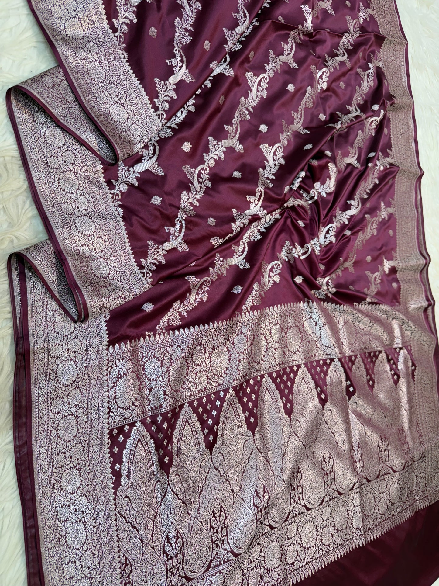 Wine shade premium mashru katan Banarasi saree