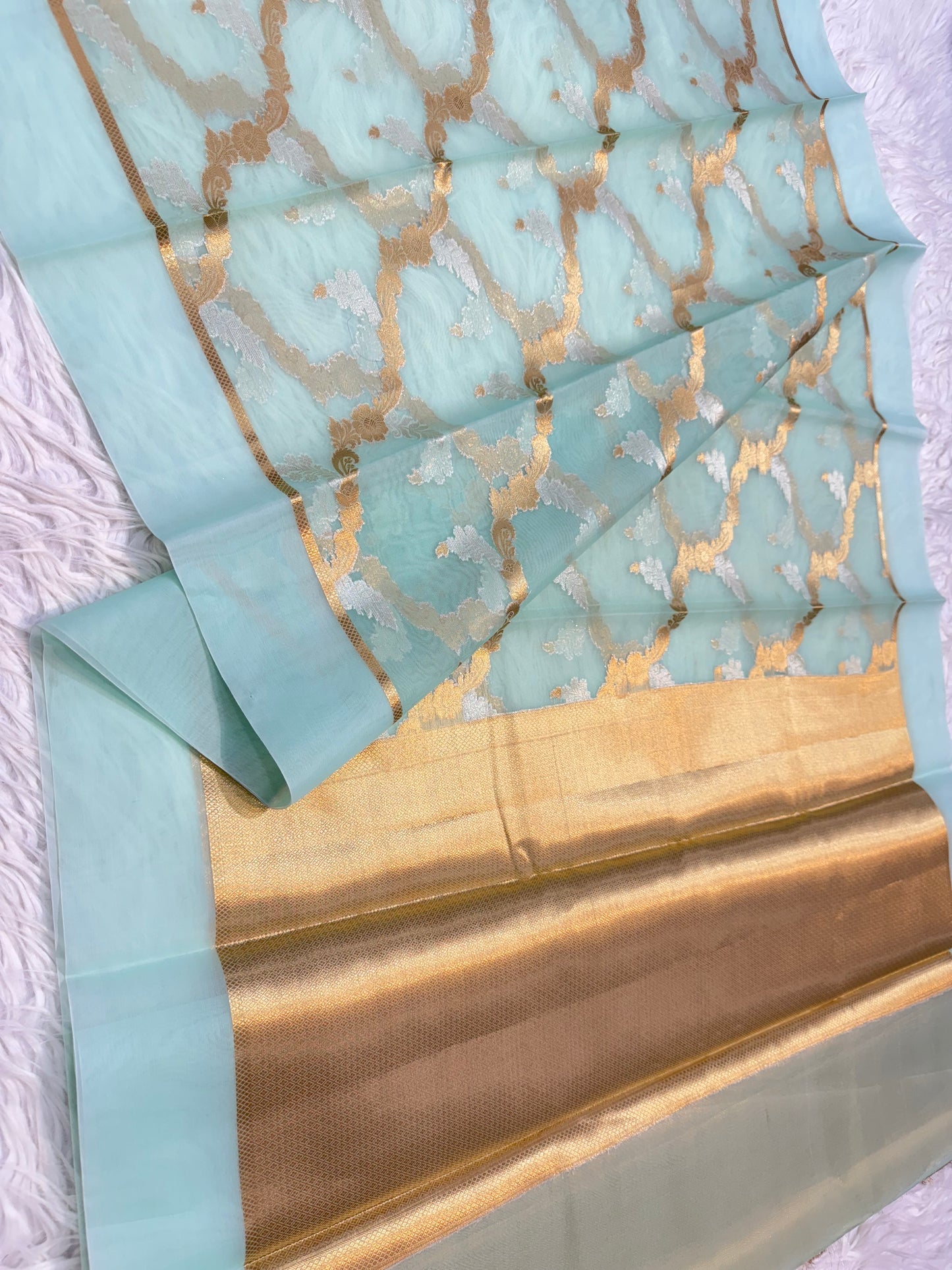 Banarasi kora organza alfi saree