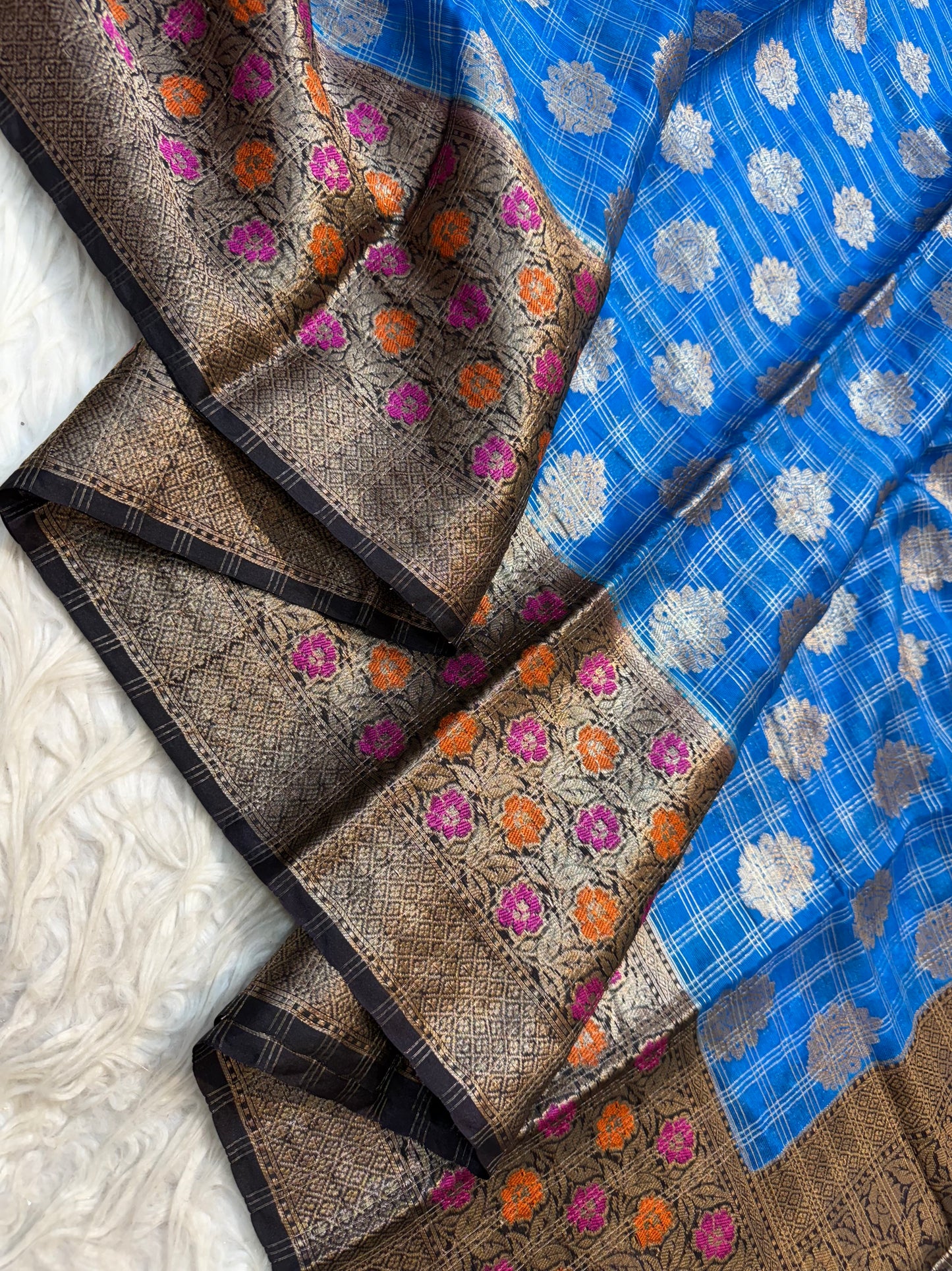 Blue black warm silk premium Banarasi saree