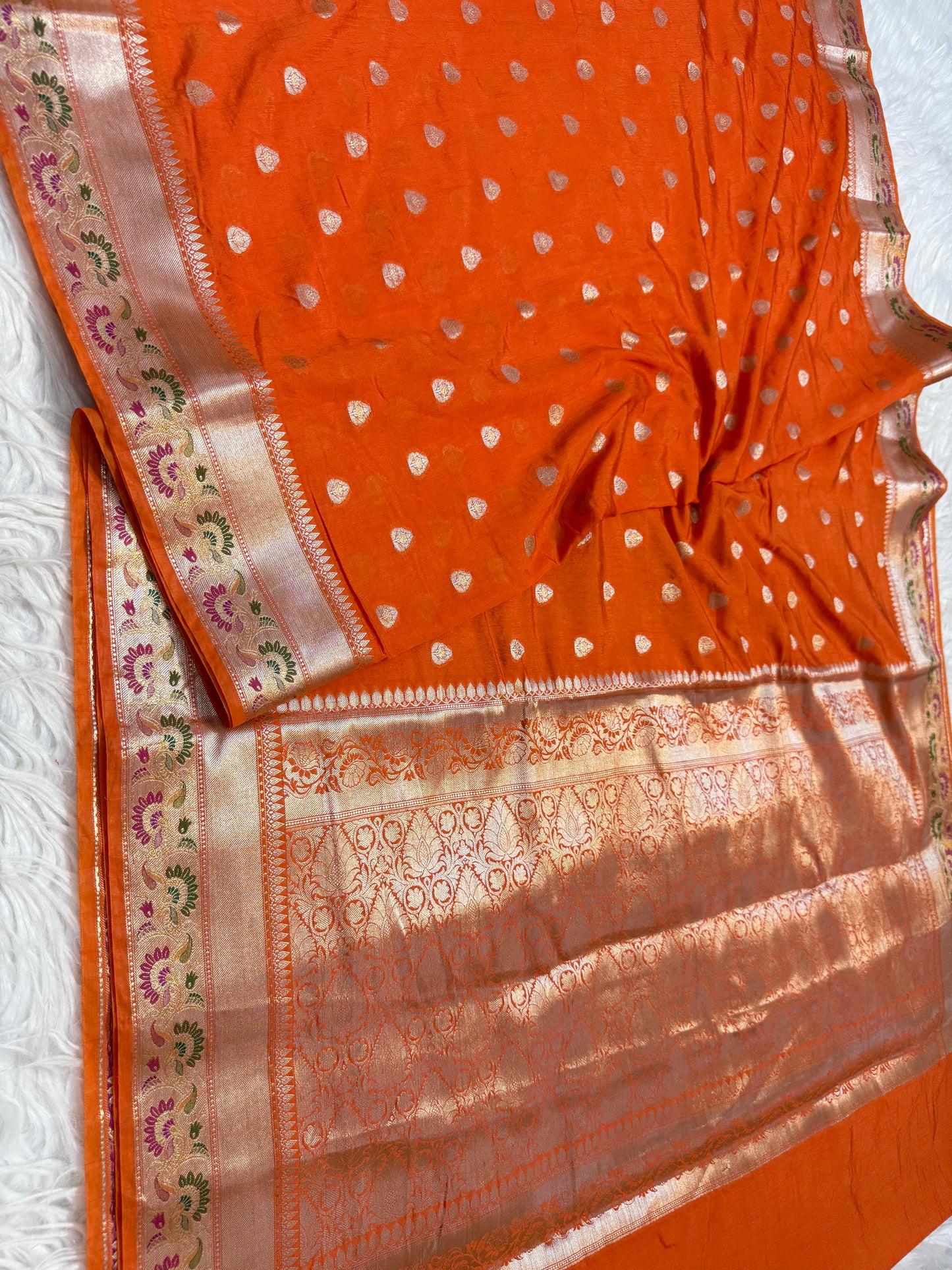 Semi Raw mango soft silk banarasi saree