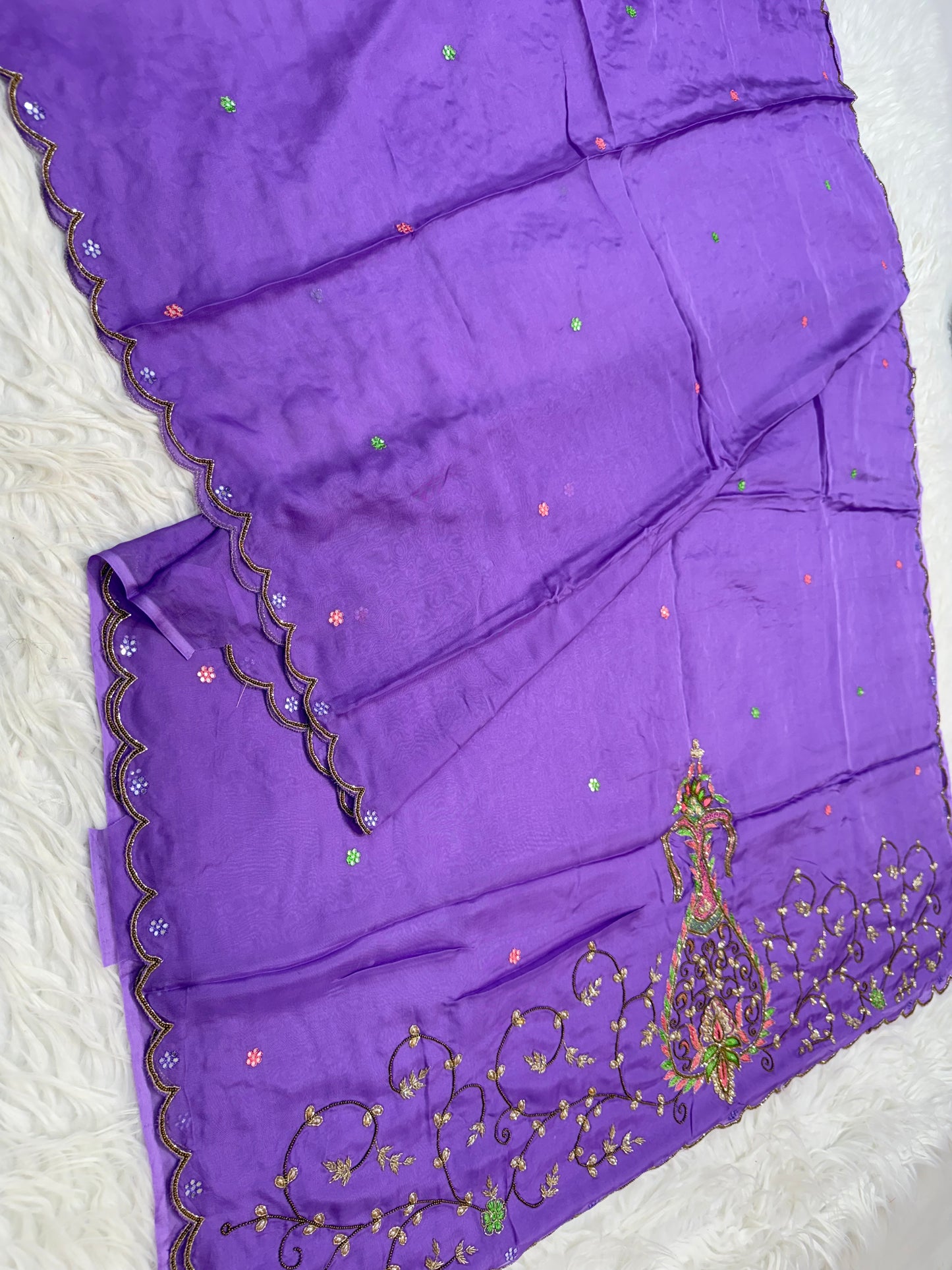 Viscose organza silk handwork fancy partywear saree
