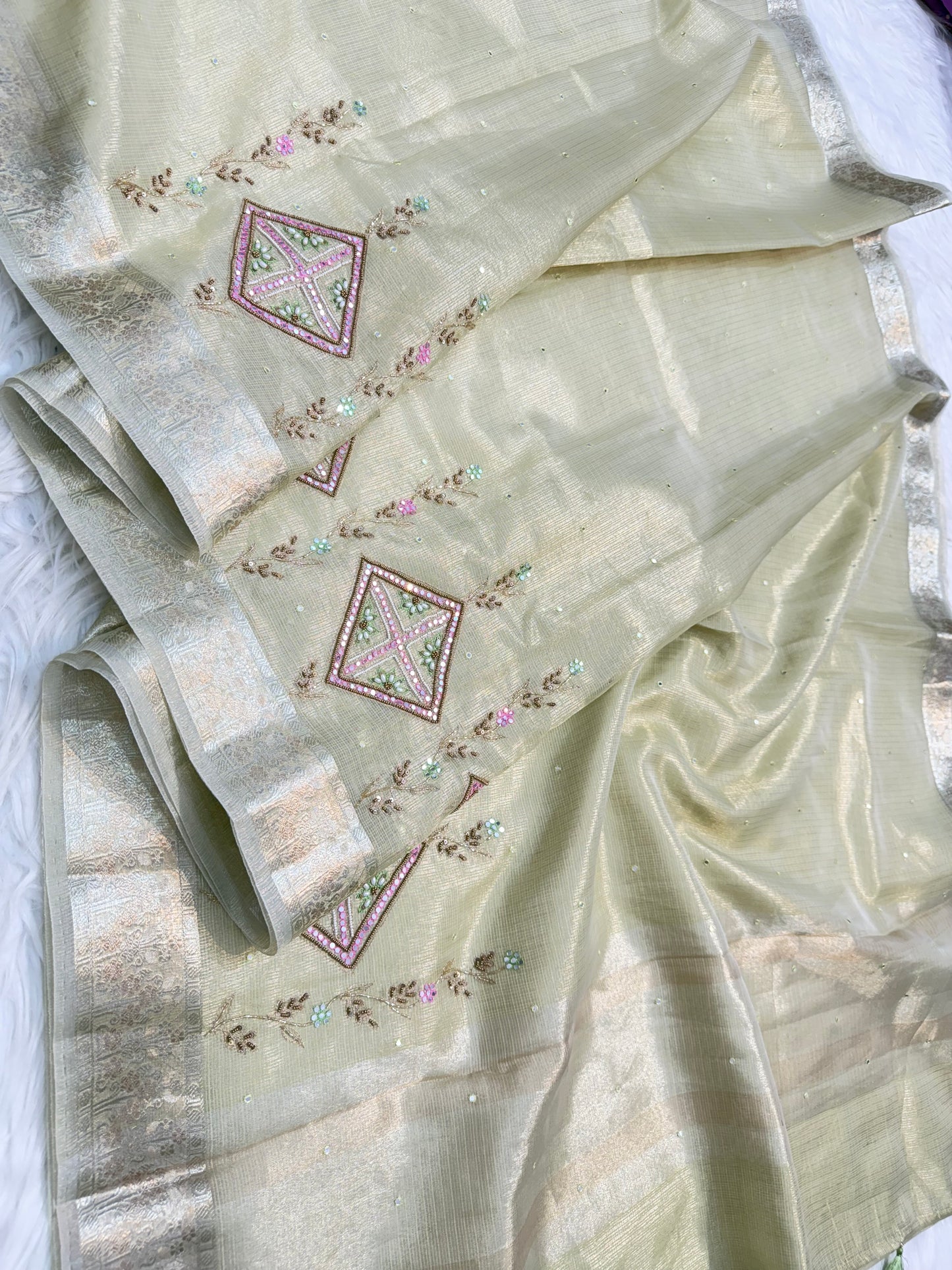 Tissue Kota handwork Banarasi Sarees
