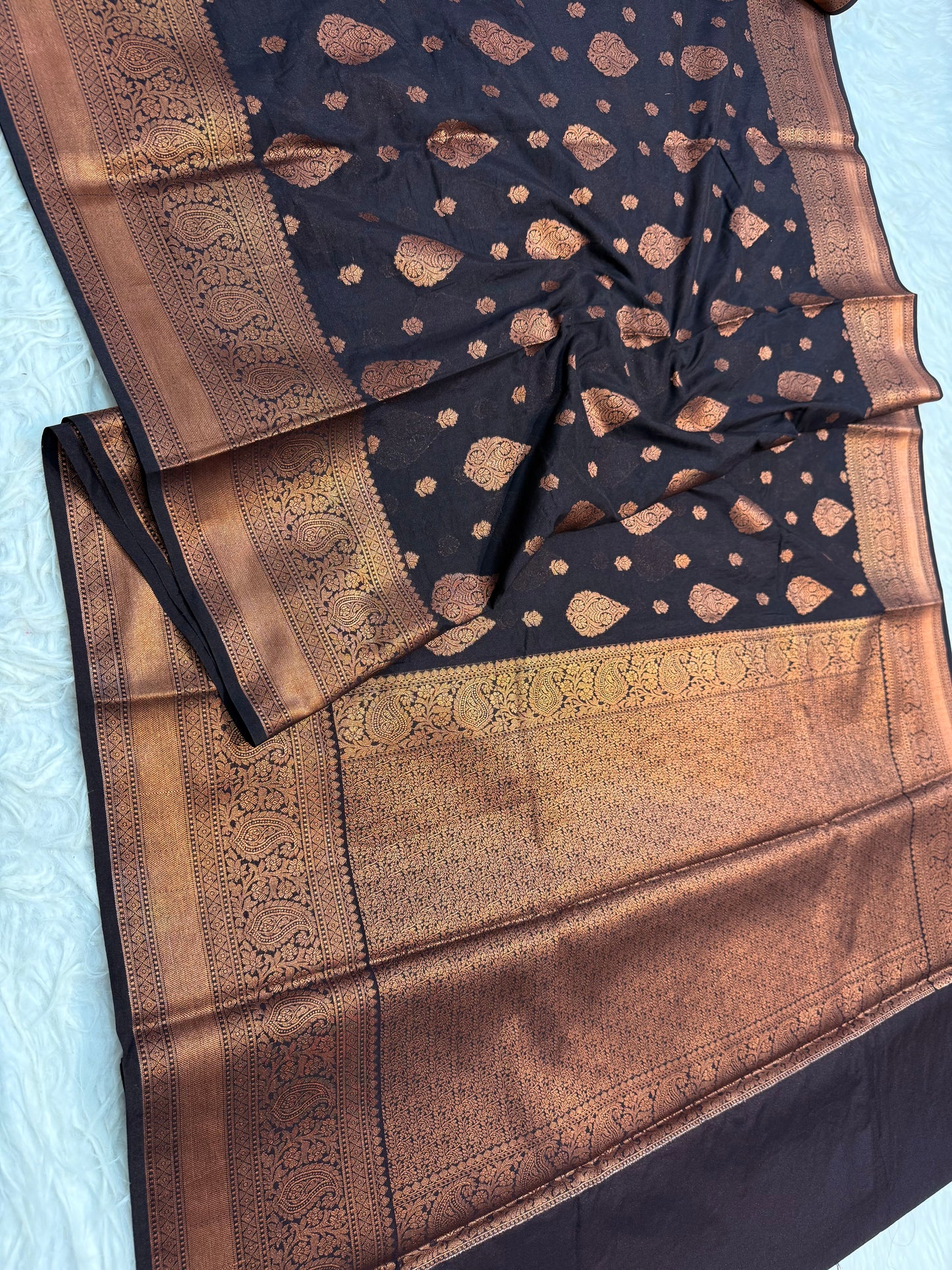 Black shade georgatte Banarasi saree