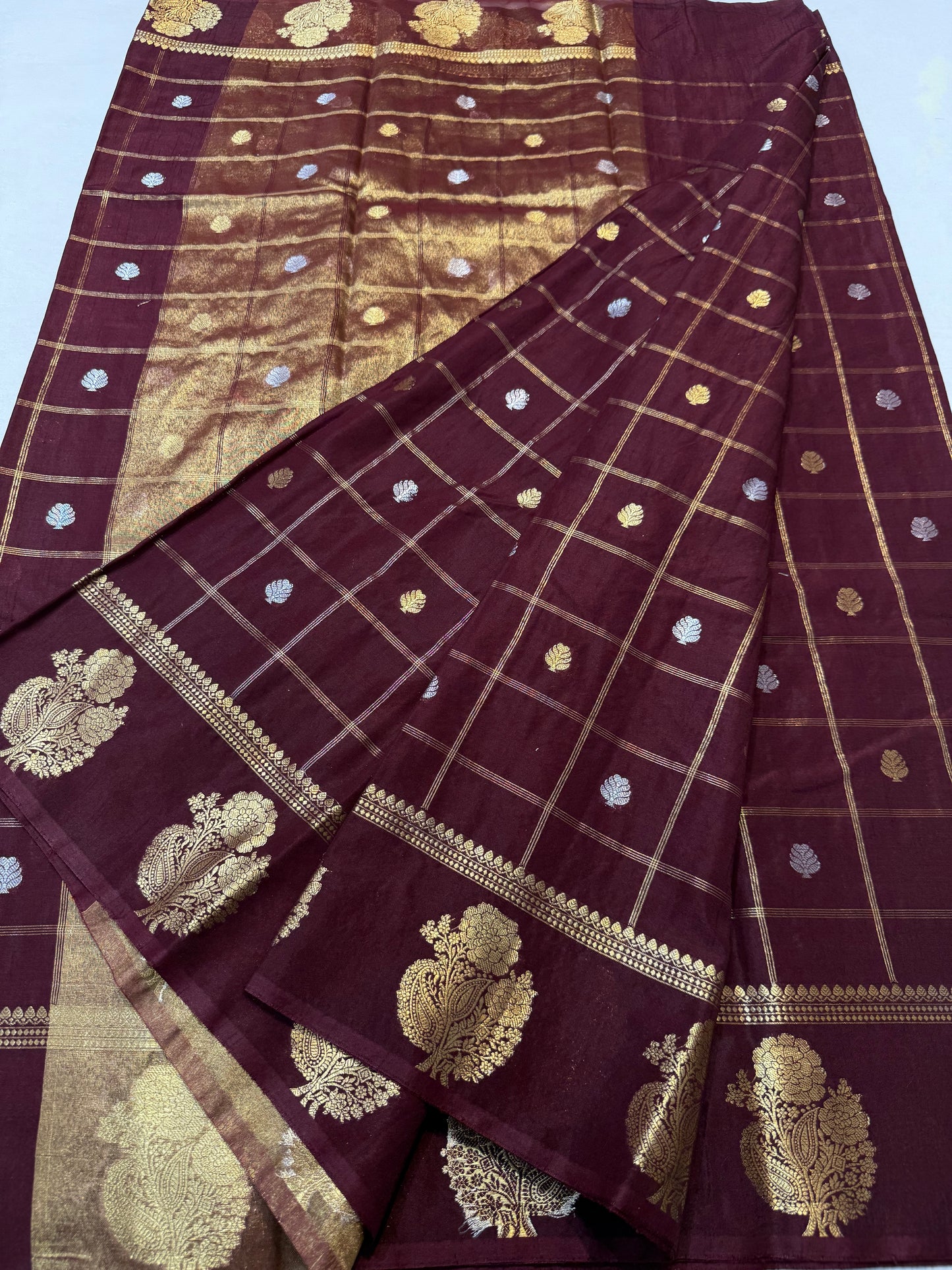 Wine shade Raw mango soft silk banarasi saree