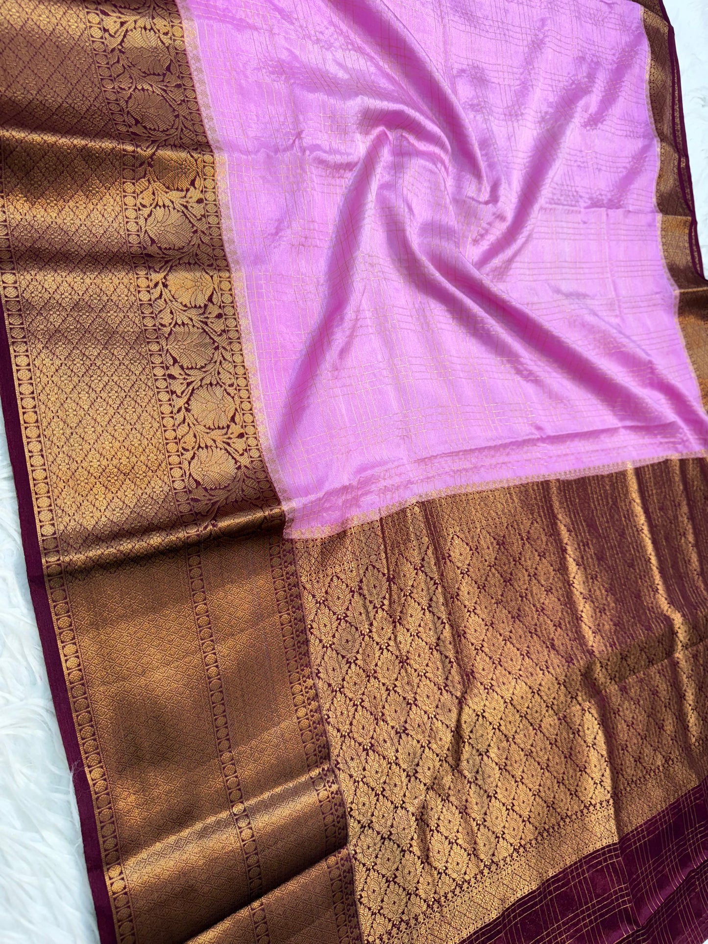 Pink wine warm silk premium Banarasi saree