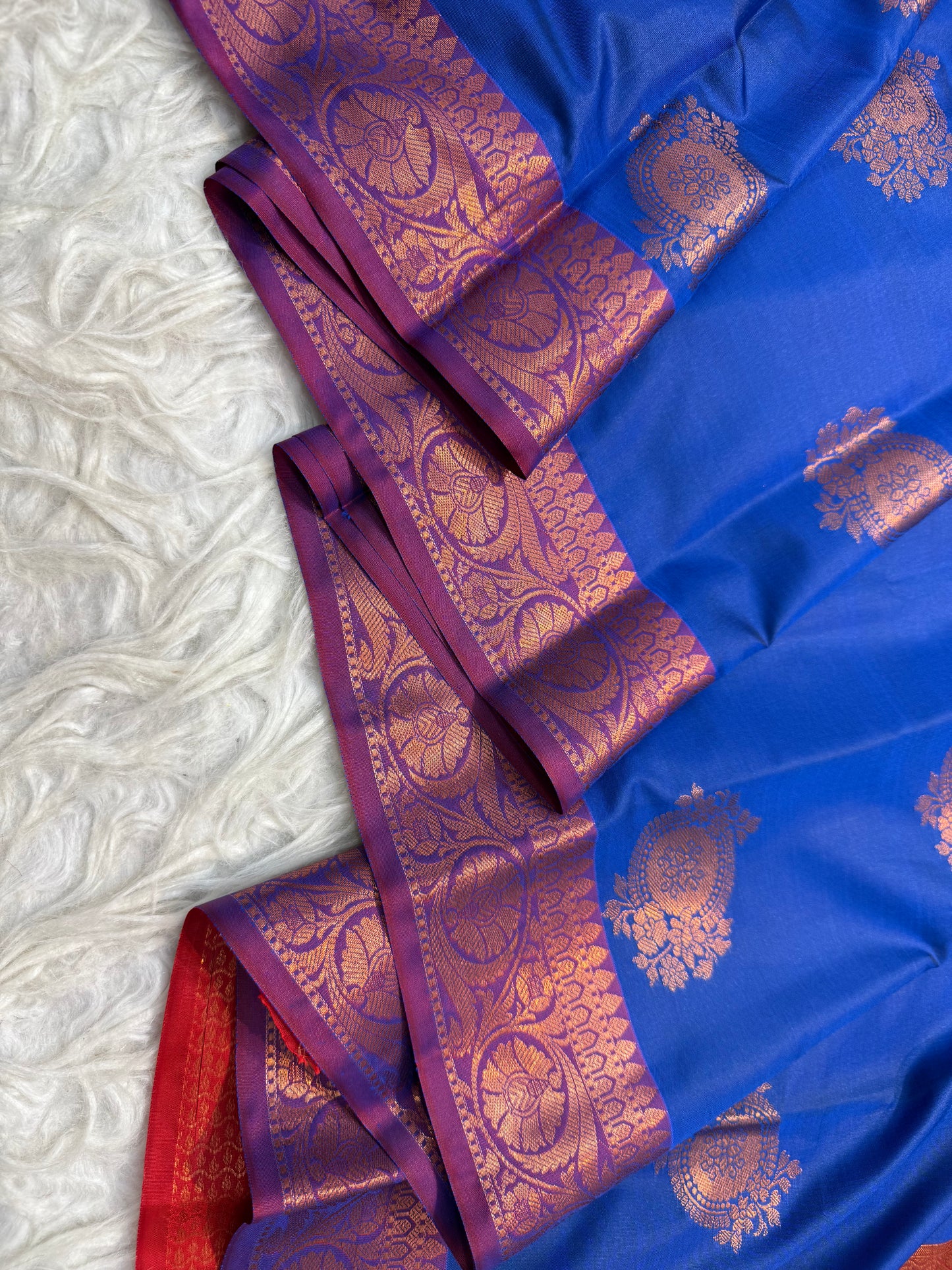 Royal blue magenta shade premium soft silk Banarasi saree