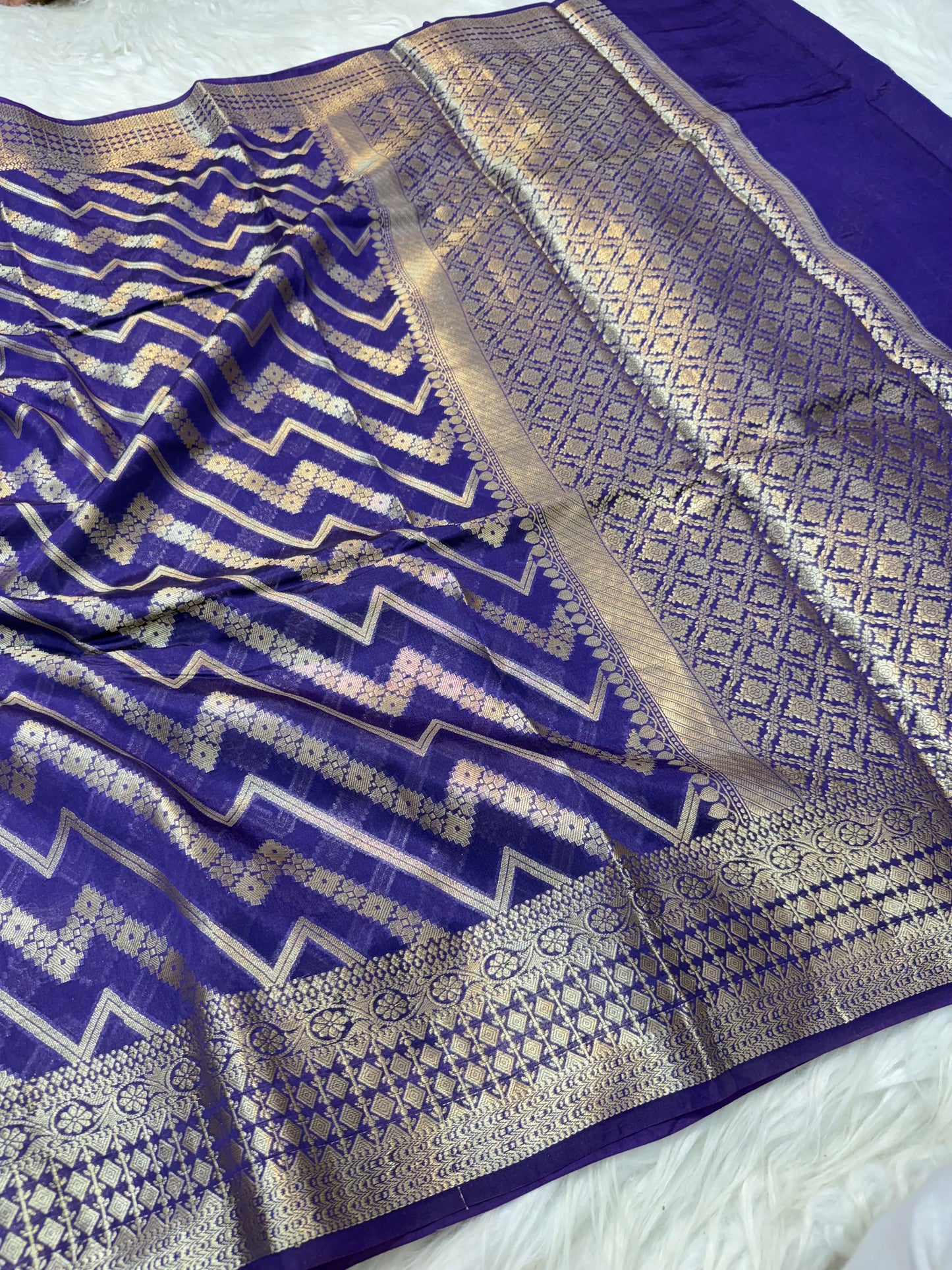 Royal blue shade Raw mango soft silk banarasi saree