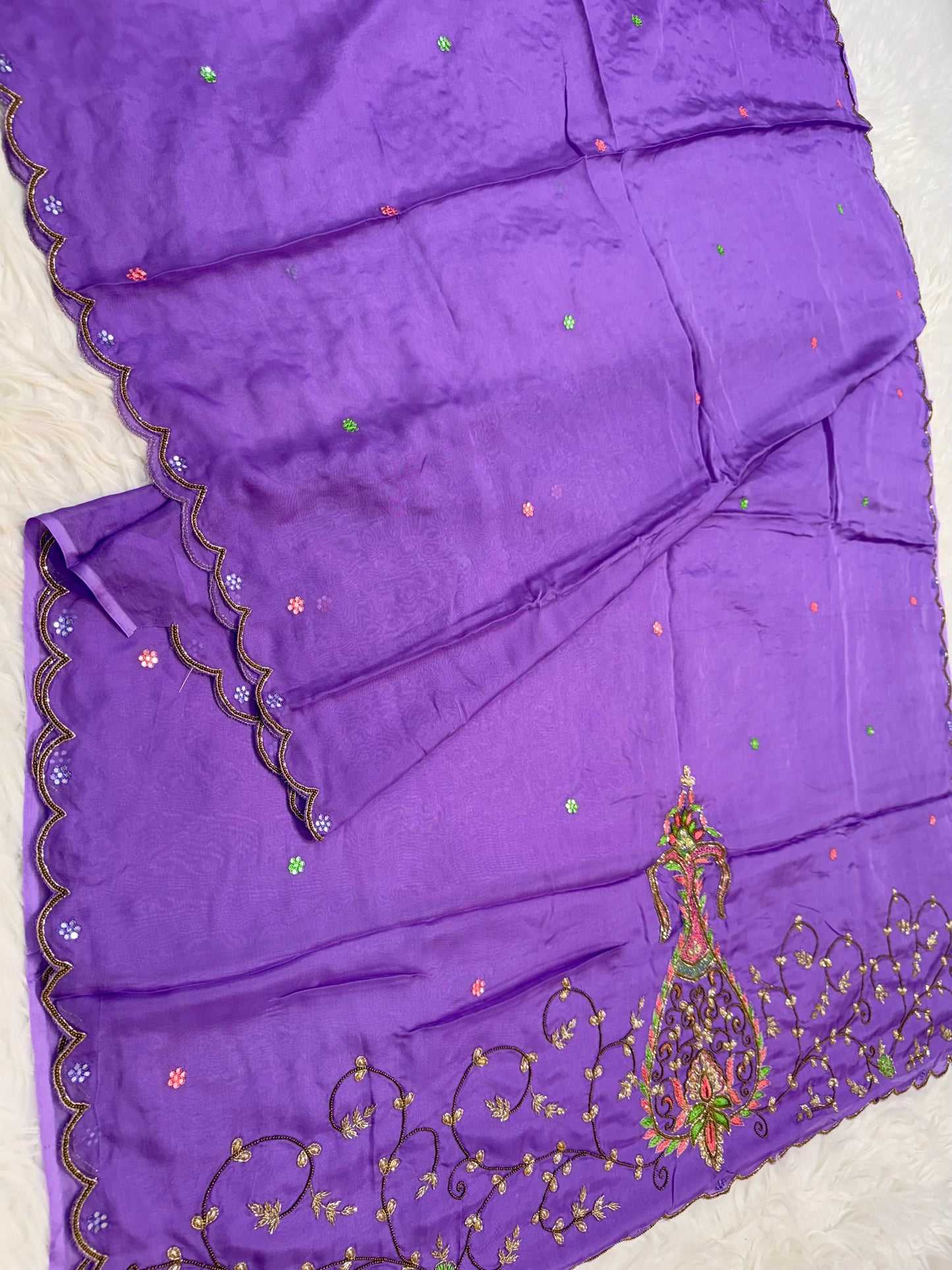 Viscose organza silk handwork fancy partywear saree