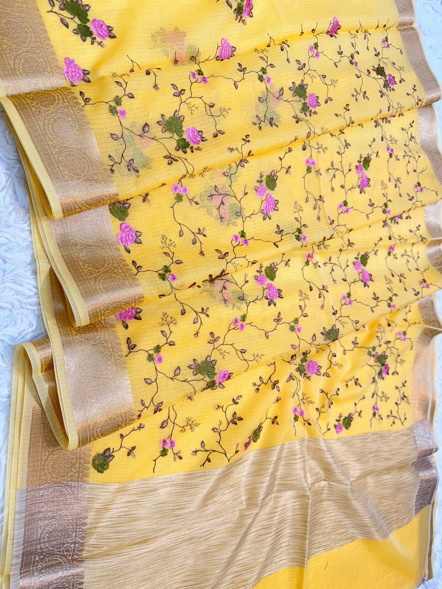 Kota fancy embroidery Banarasi saree