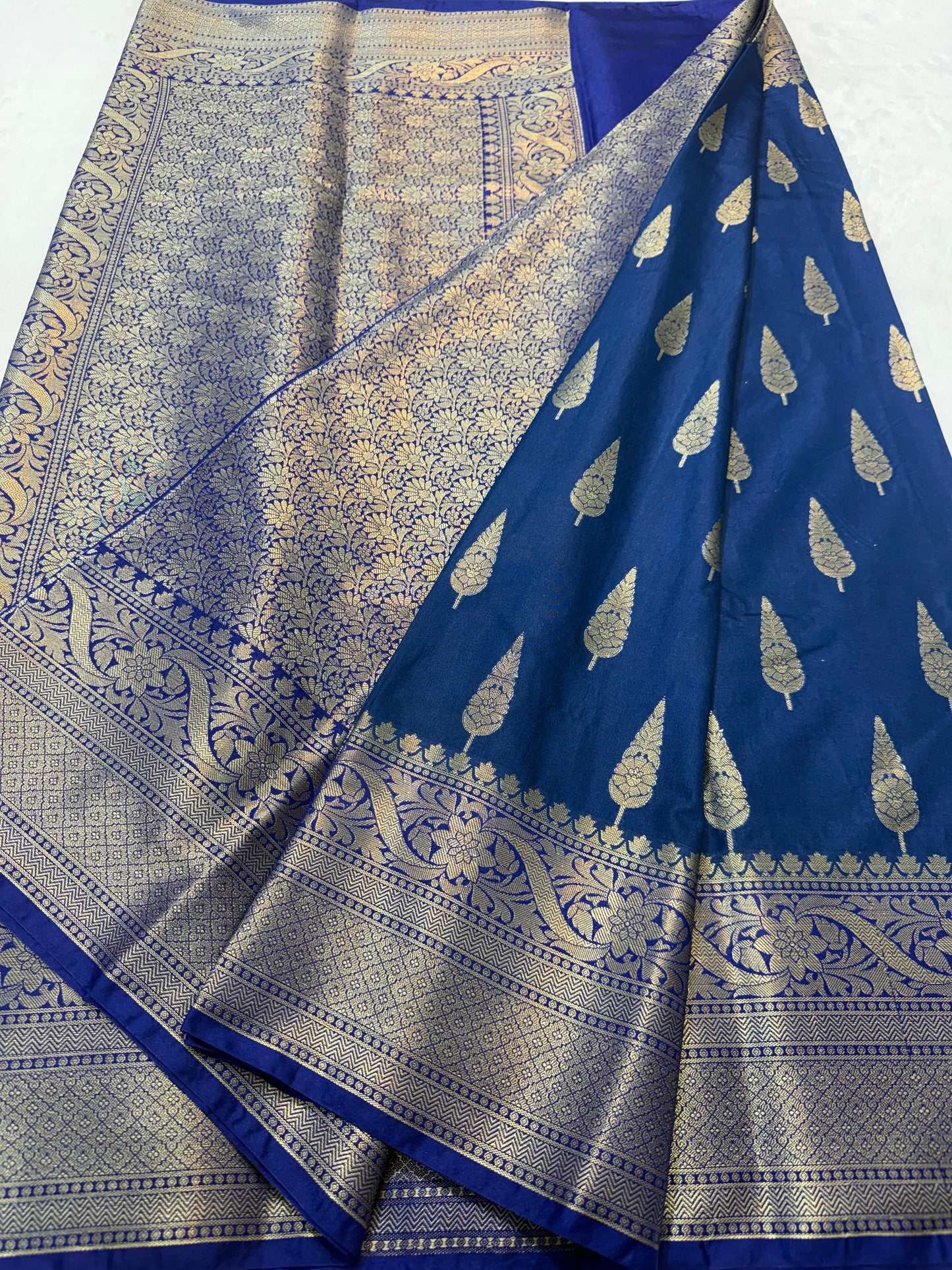 Navy shade Dupion Silk premium Banarasi Saree