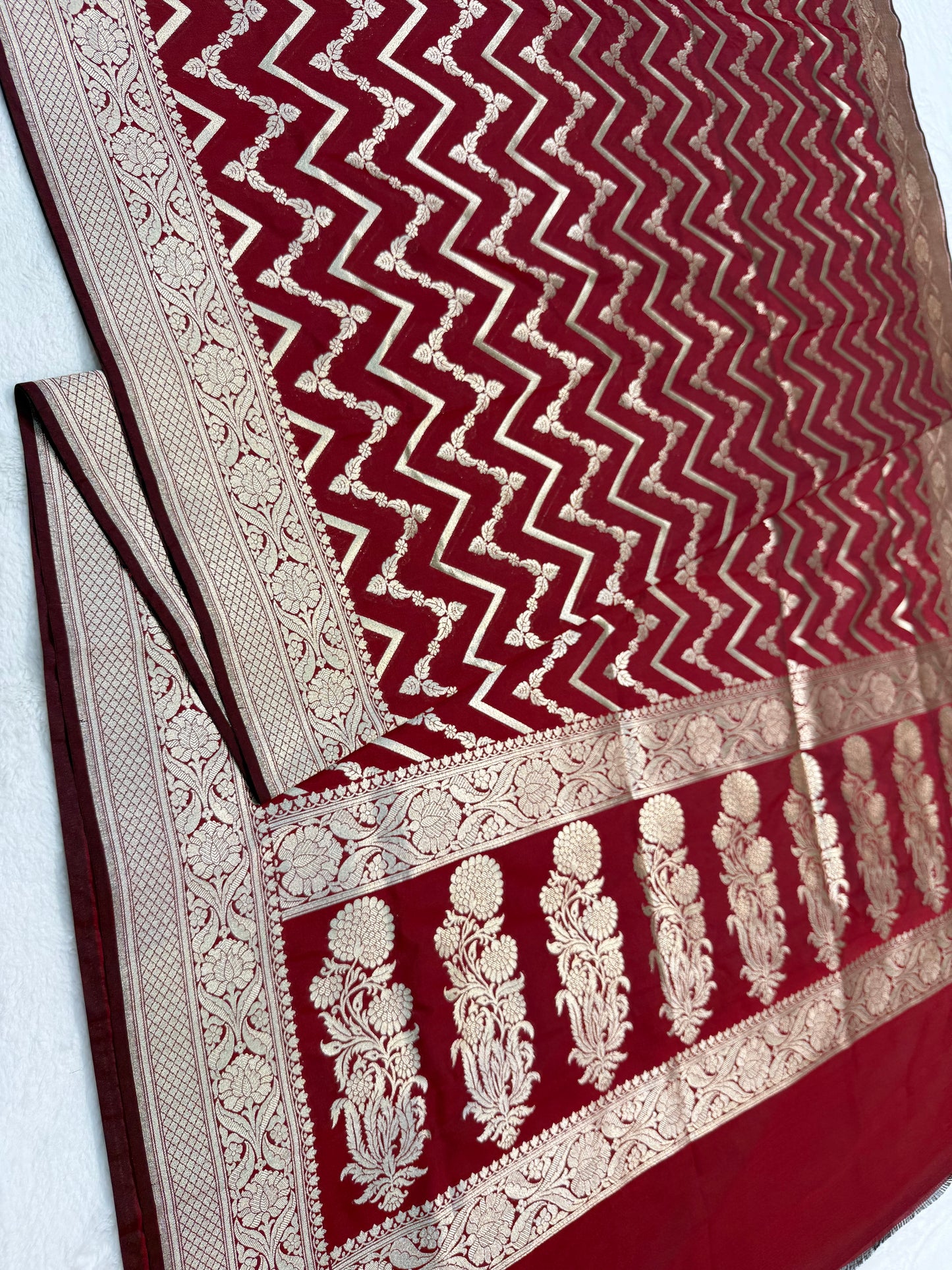 Maroon shade katan Banarasi silk Saree
