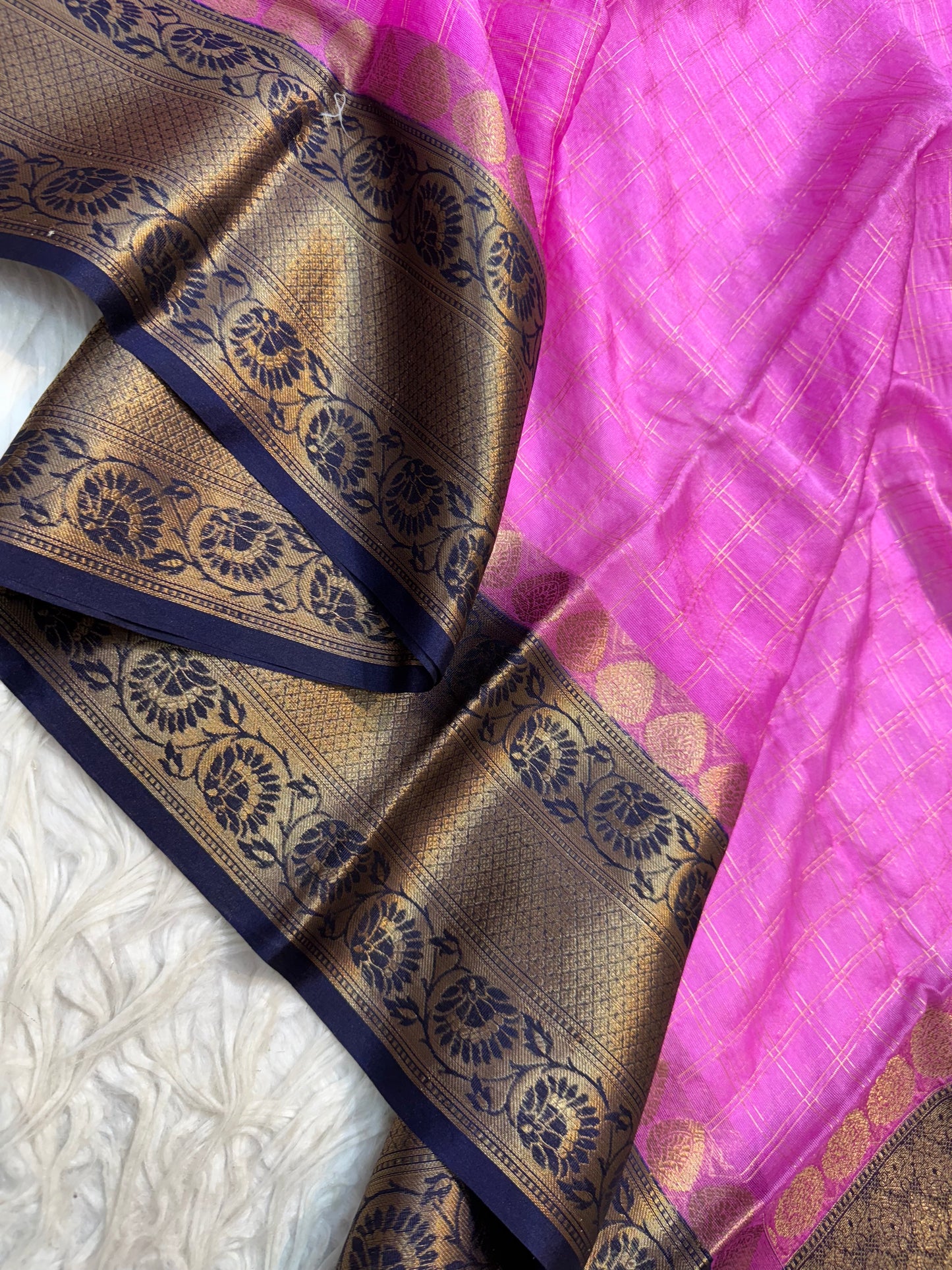 Pink blue warm silk premium Banarasi saree