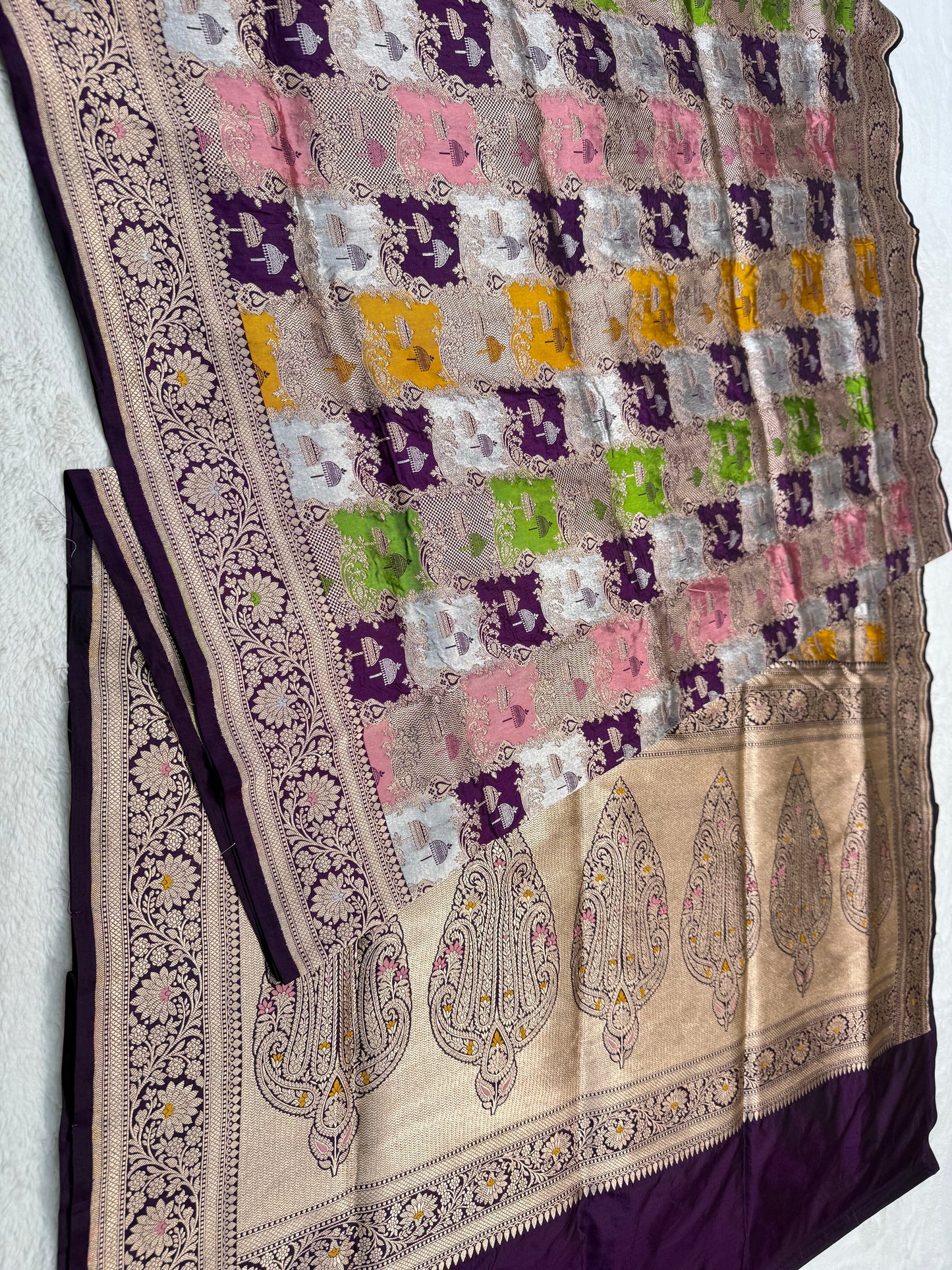 multicolore shade pure katan rangkat premium Banarasi silk saree