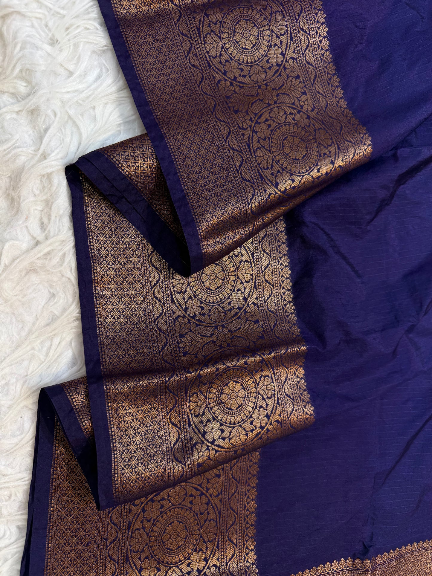 Navy shade dupion silk premium Banarasi saree