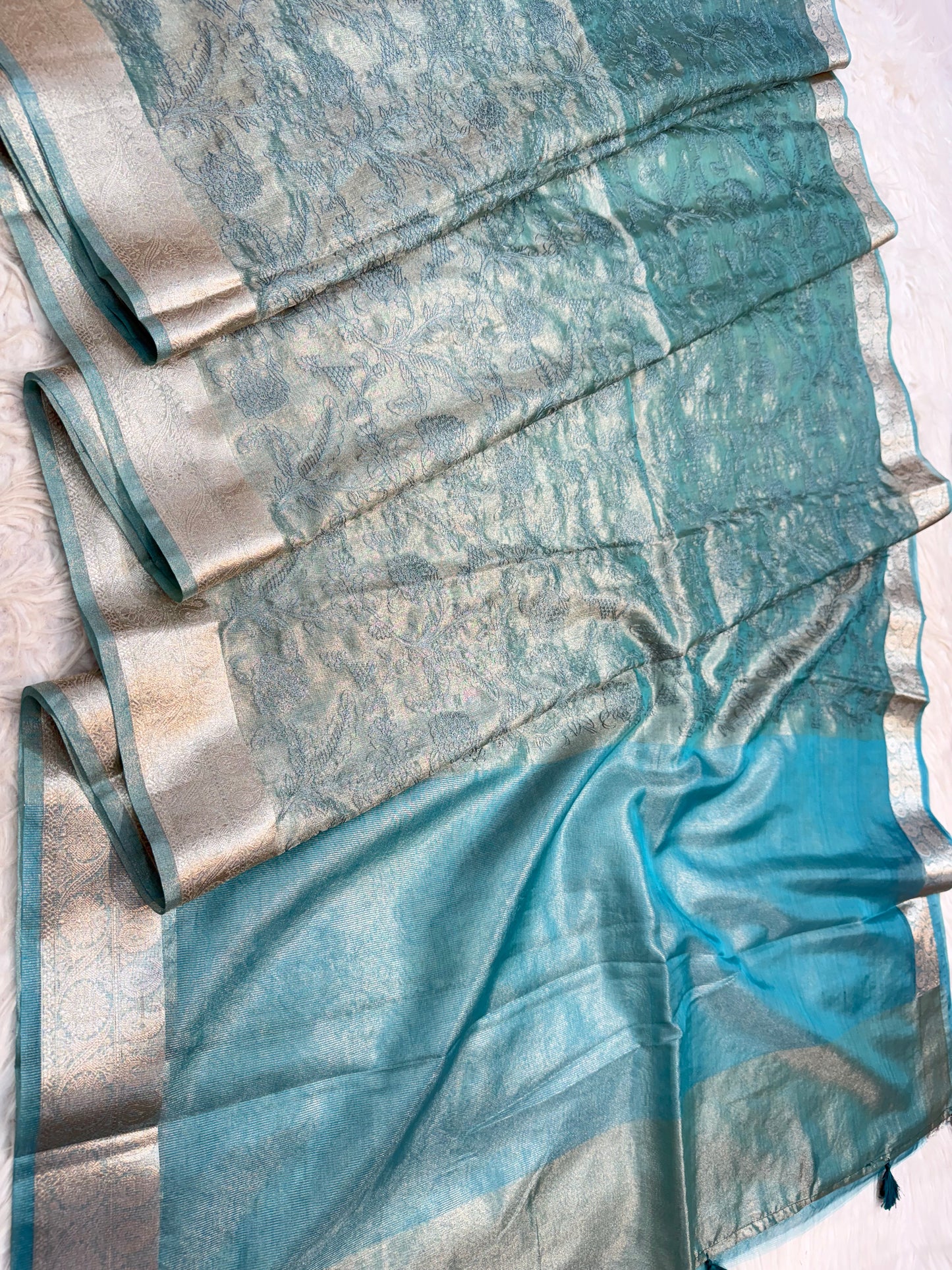 Banarasi tissue embroidery saree