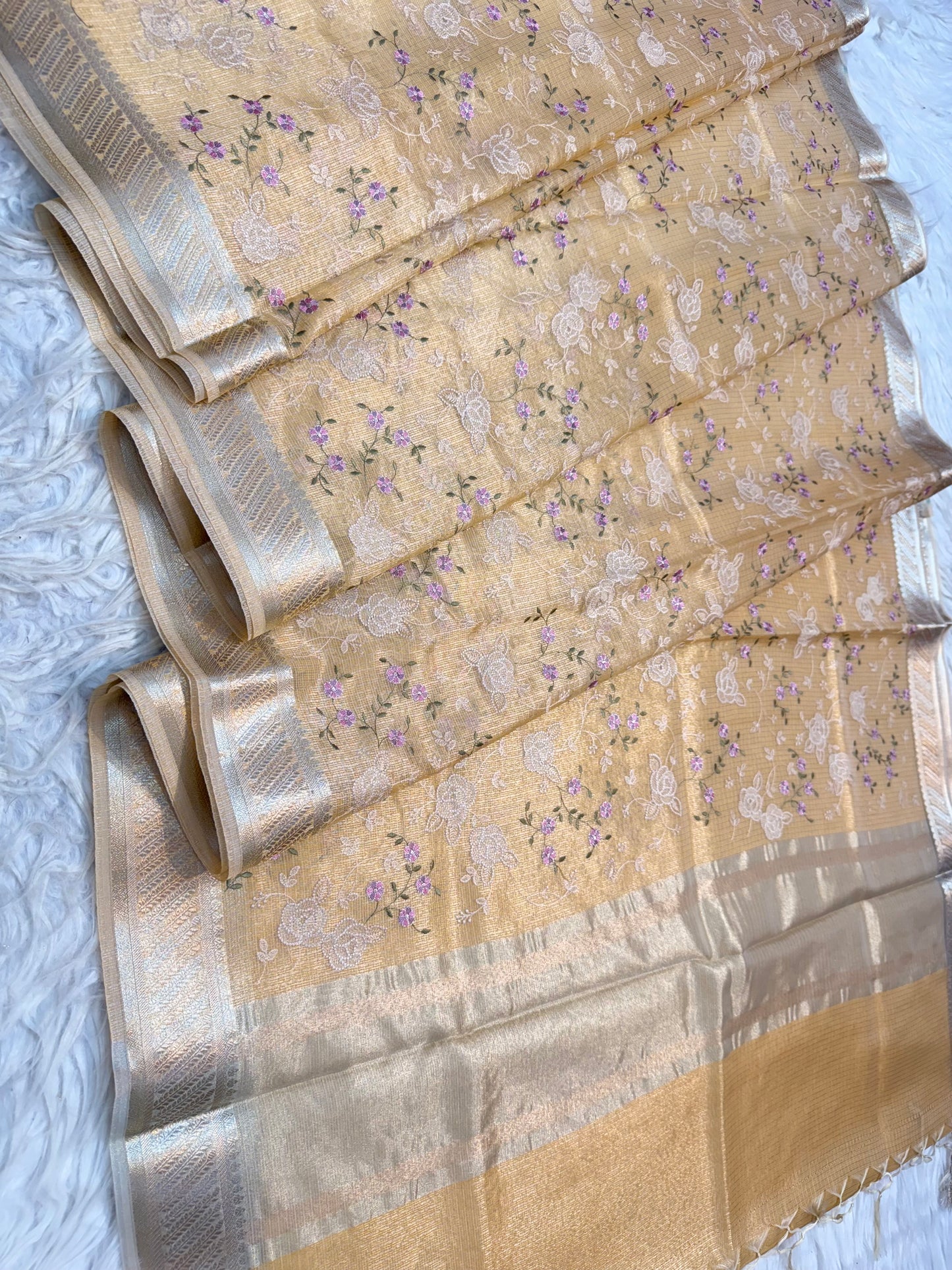 Banarasi kota embroidery saree