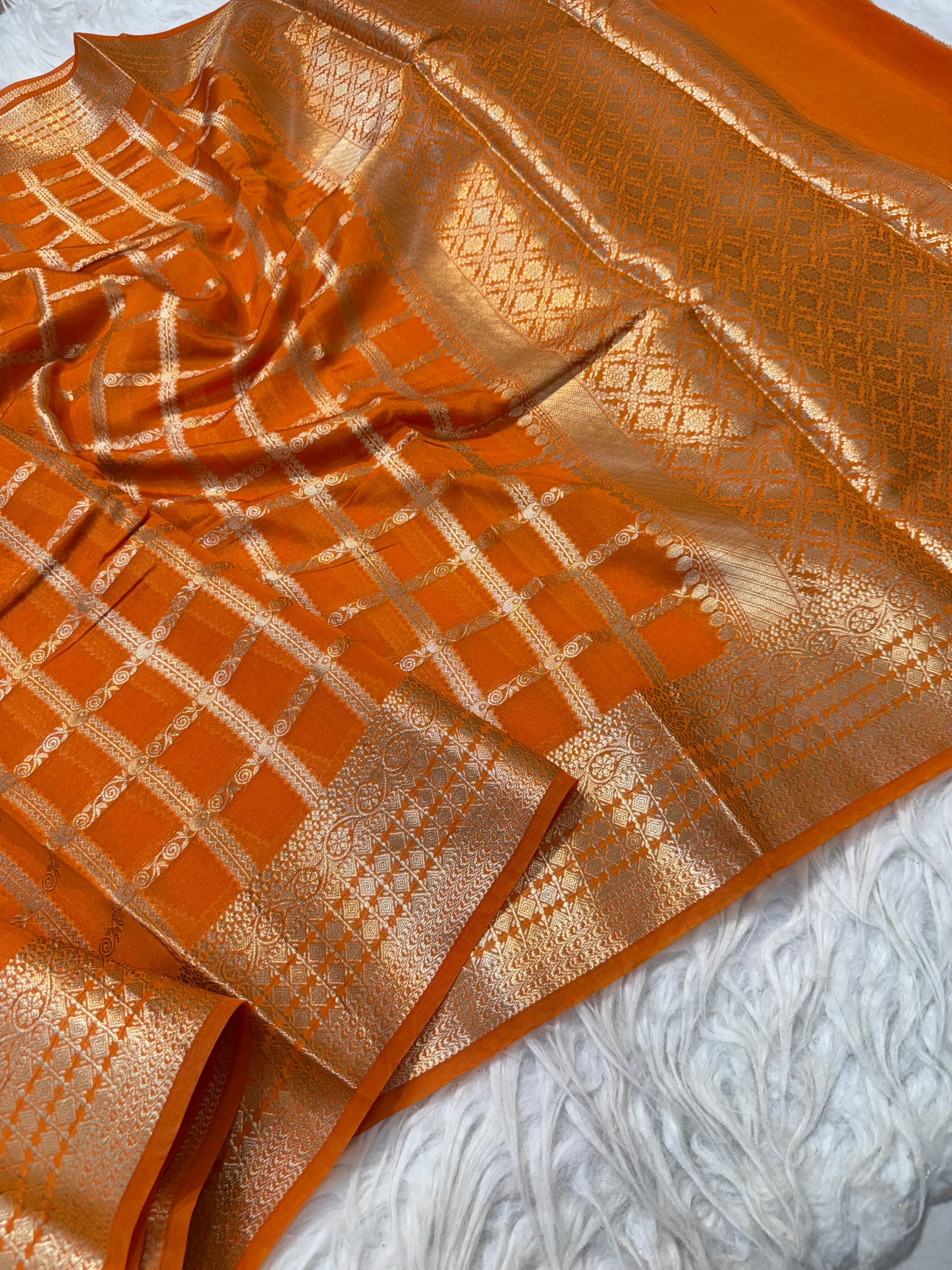 Semi Raw mango banarasi saree