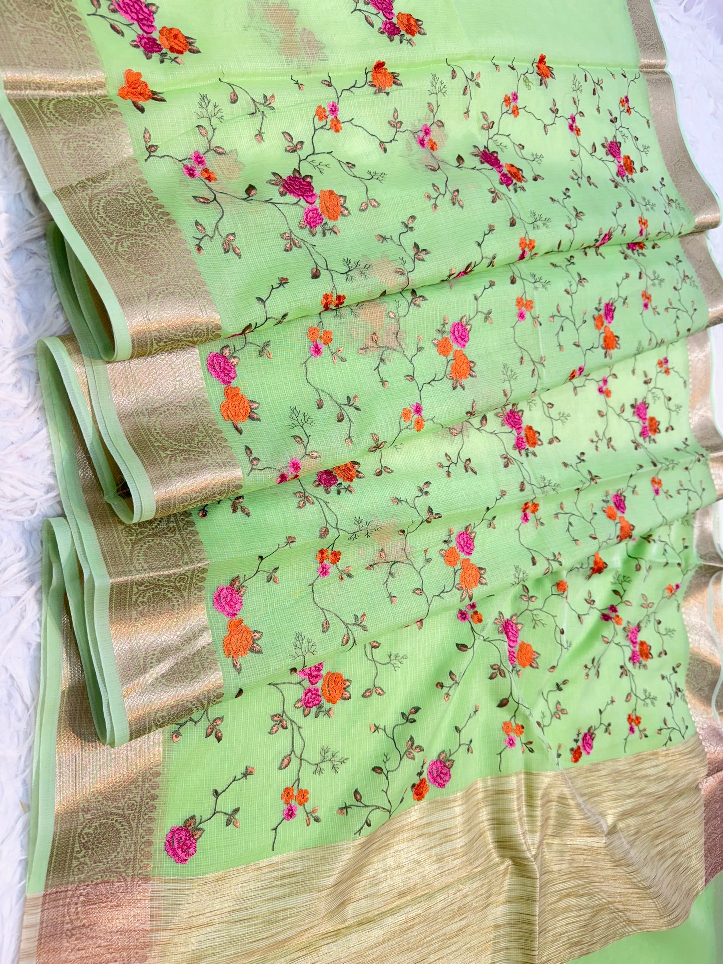 Kota fancy embroidery Banarasi saree