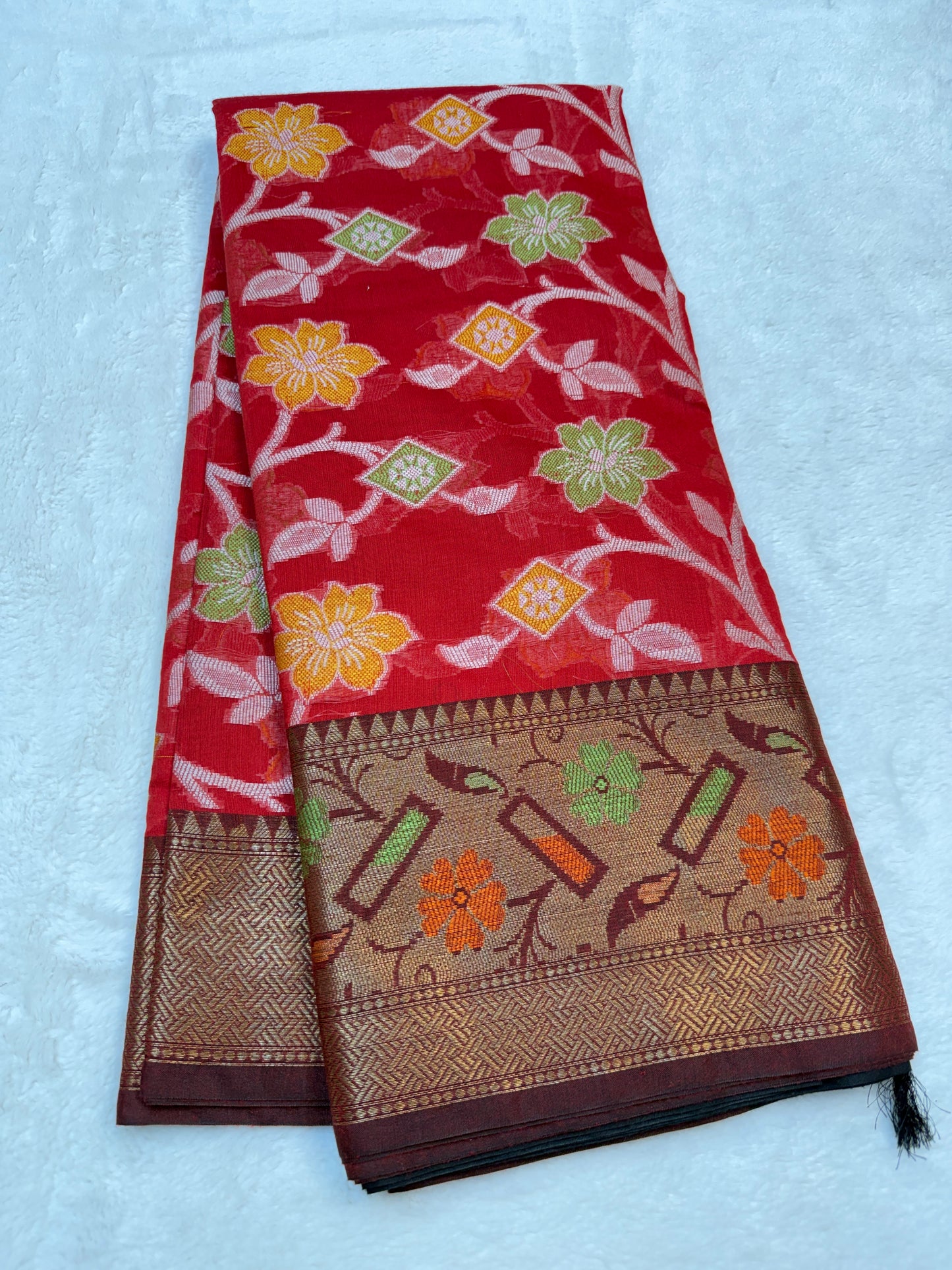 Multicolour cotton silk premium Banarasi saree